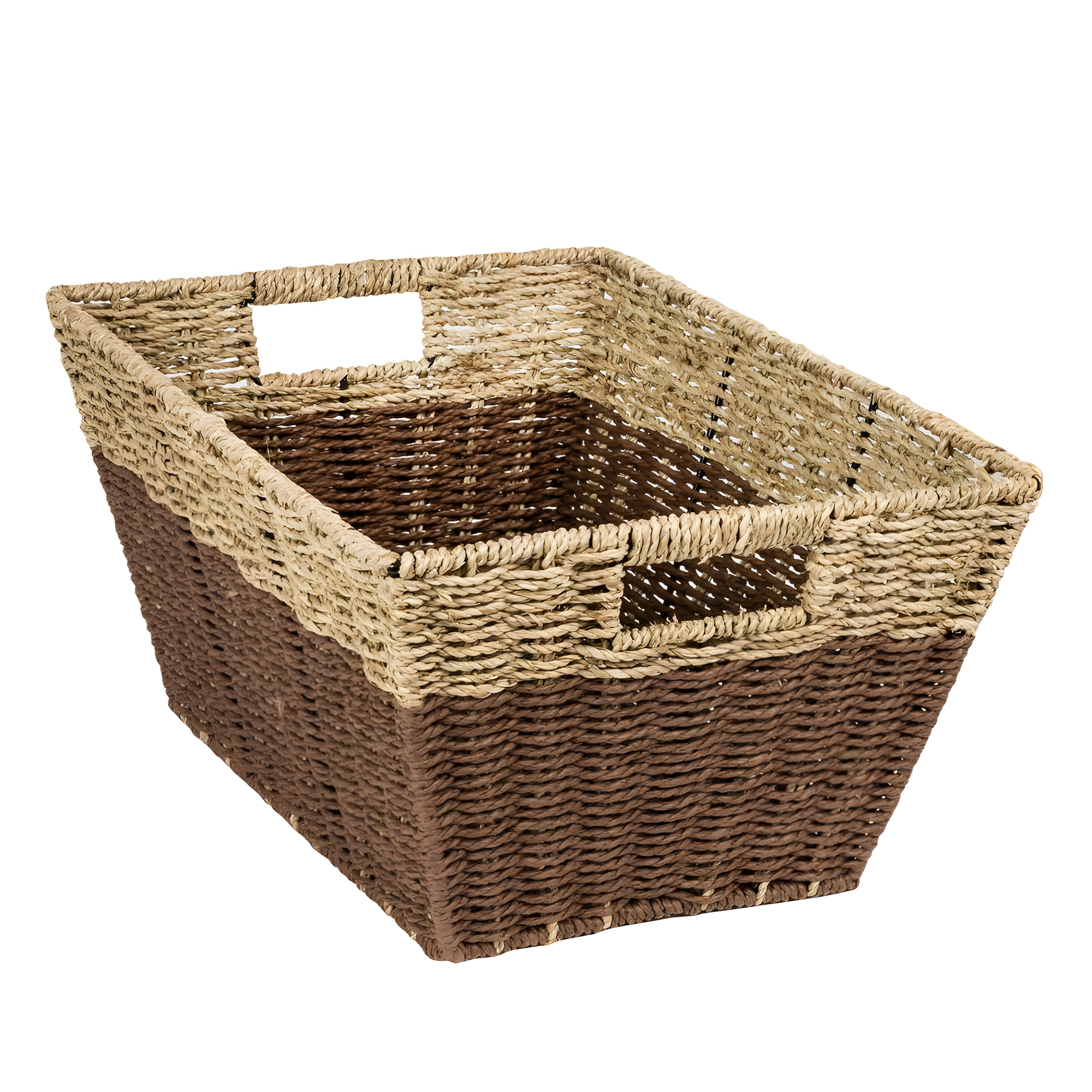 Honey-Can-Do Set of 3 Seagrass Nesting Storage Baskets with Cut-out Handles, Natural/Brown