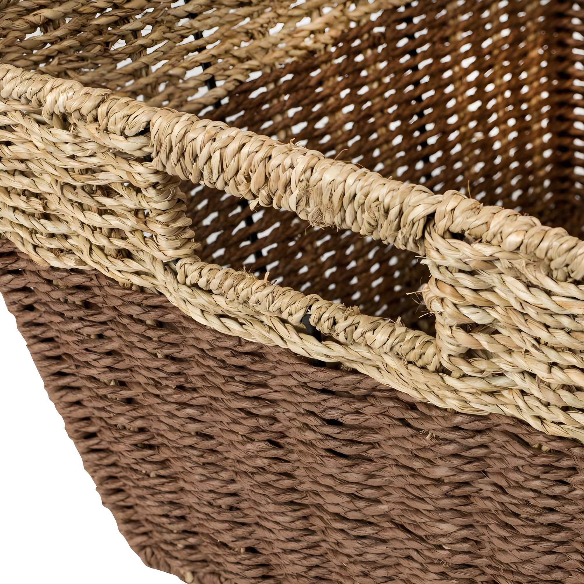 Honey-Can-Do Set of 3 Seagrass Nesting Storage Baskets with Cut-out Handles, Natural/Brown