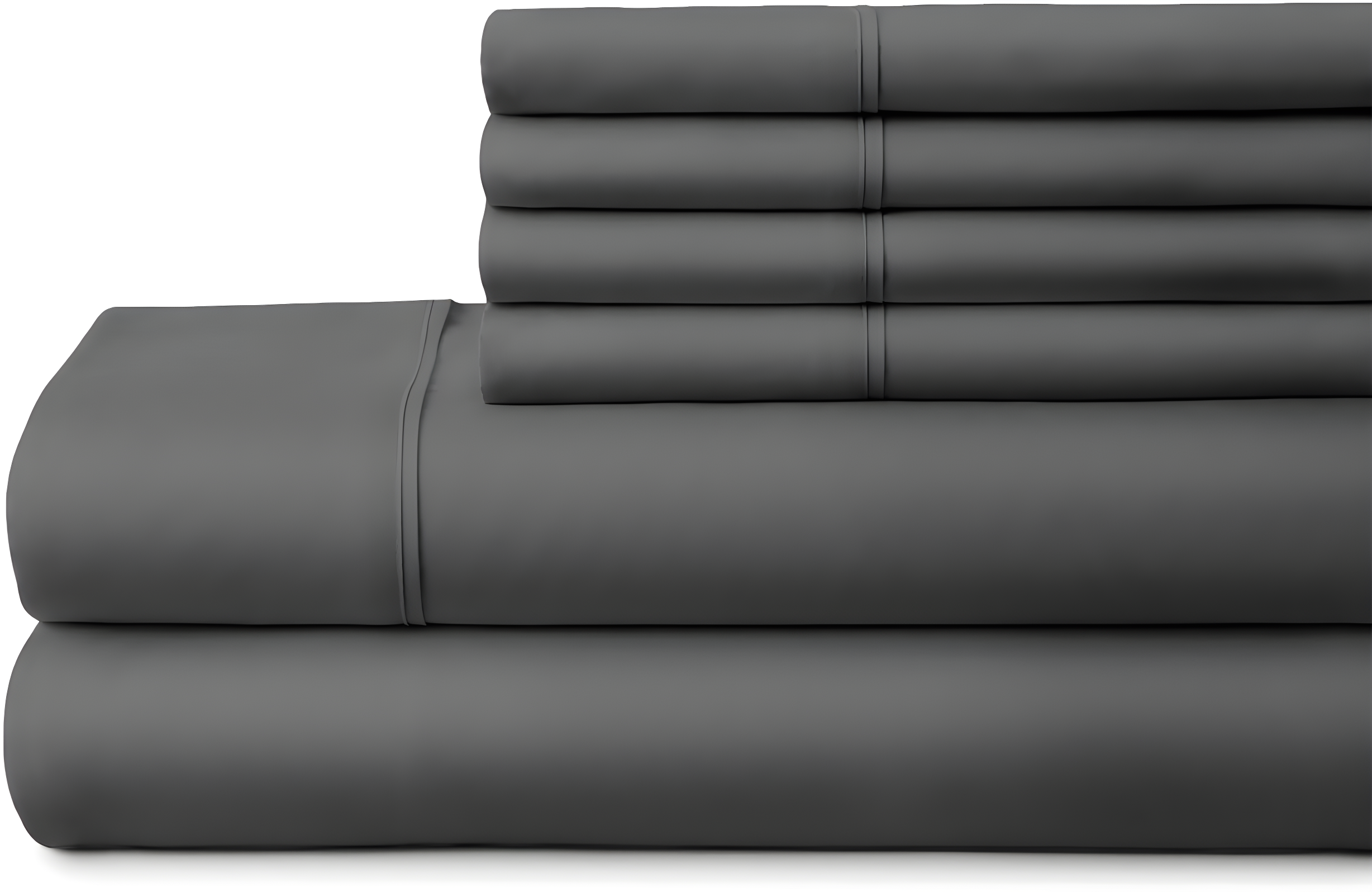 Noble Linens 6 Piece Gray Solid Microfiber Bed Sheet Set For Full Size Bedding