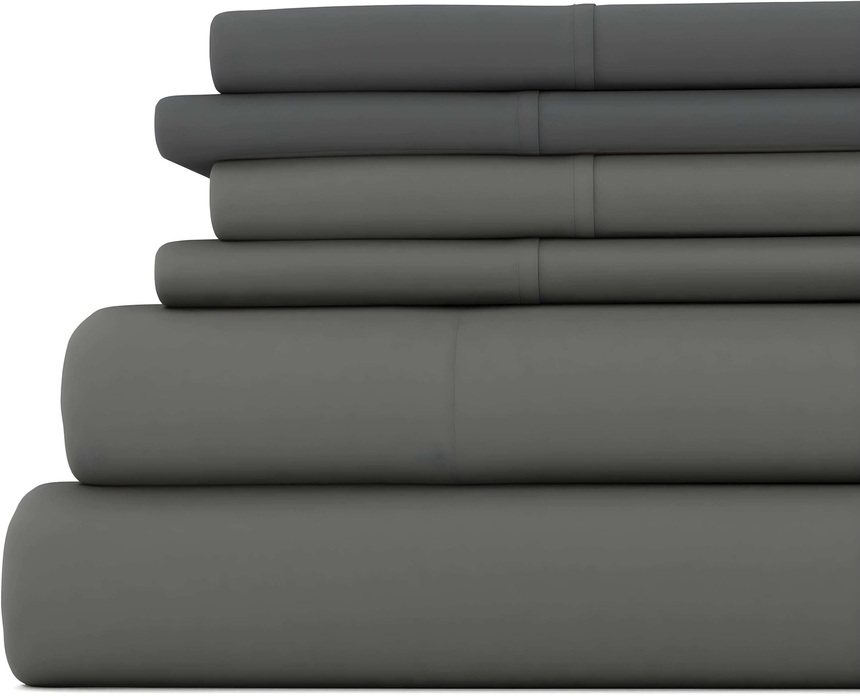 Noble Linens 6 Piece Gray Solid Microfiber Bed Sheet Set For Full Size Bedding