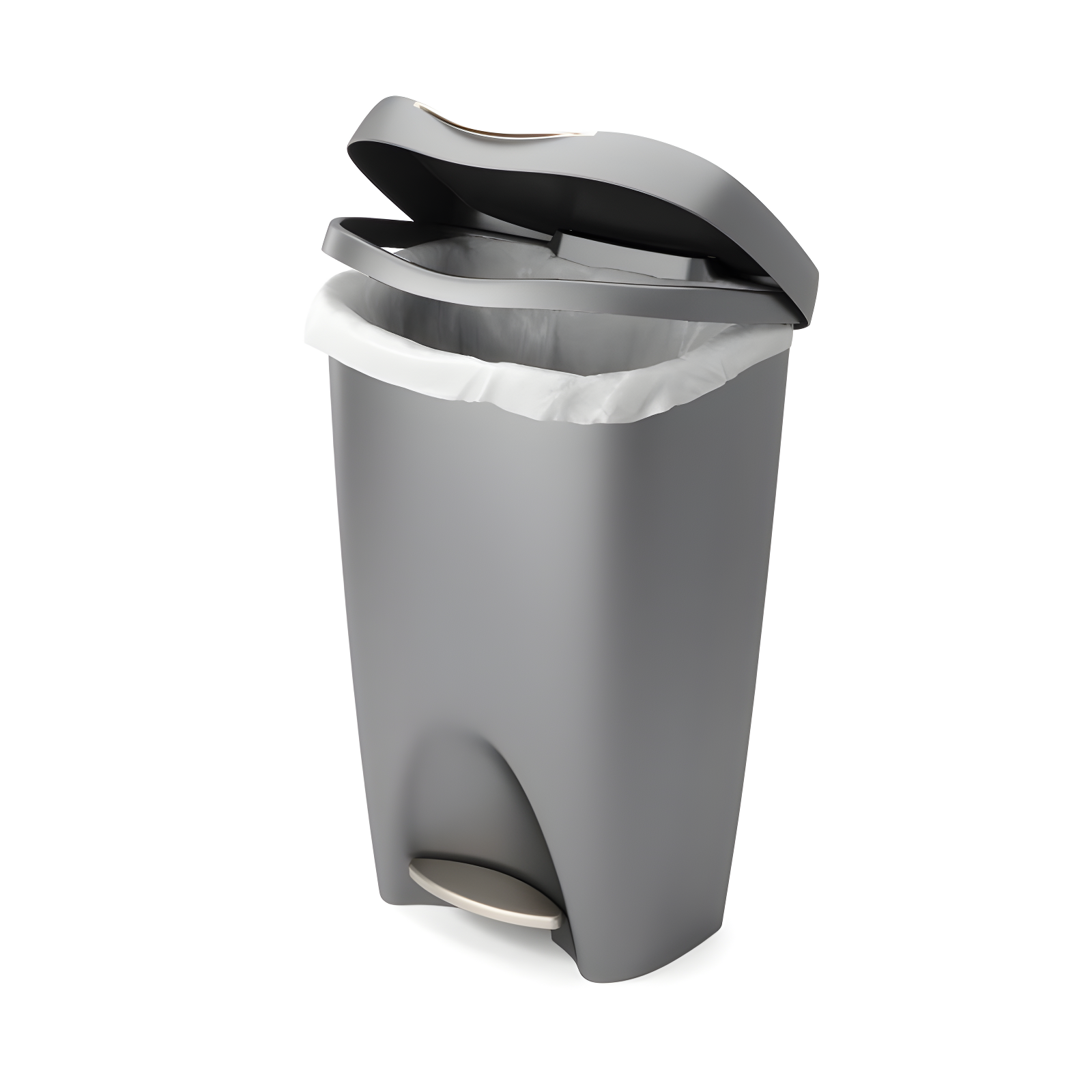Umbra 13gal Brim Step Trash Can Nickel: Kitchen Trash Can, 50 Quart, Polypropylene, Indoor, Silver