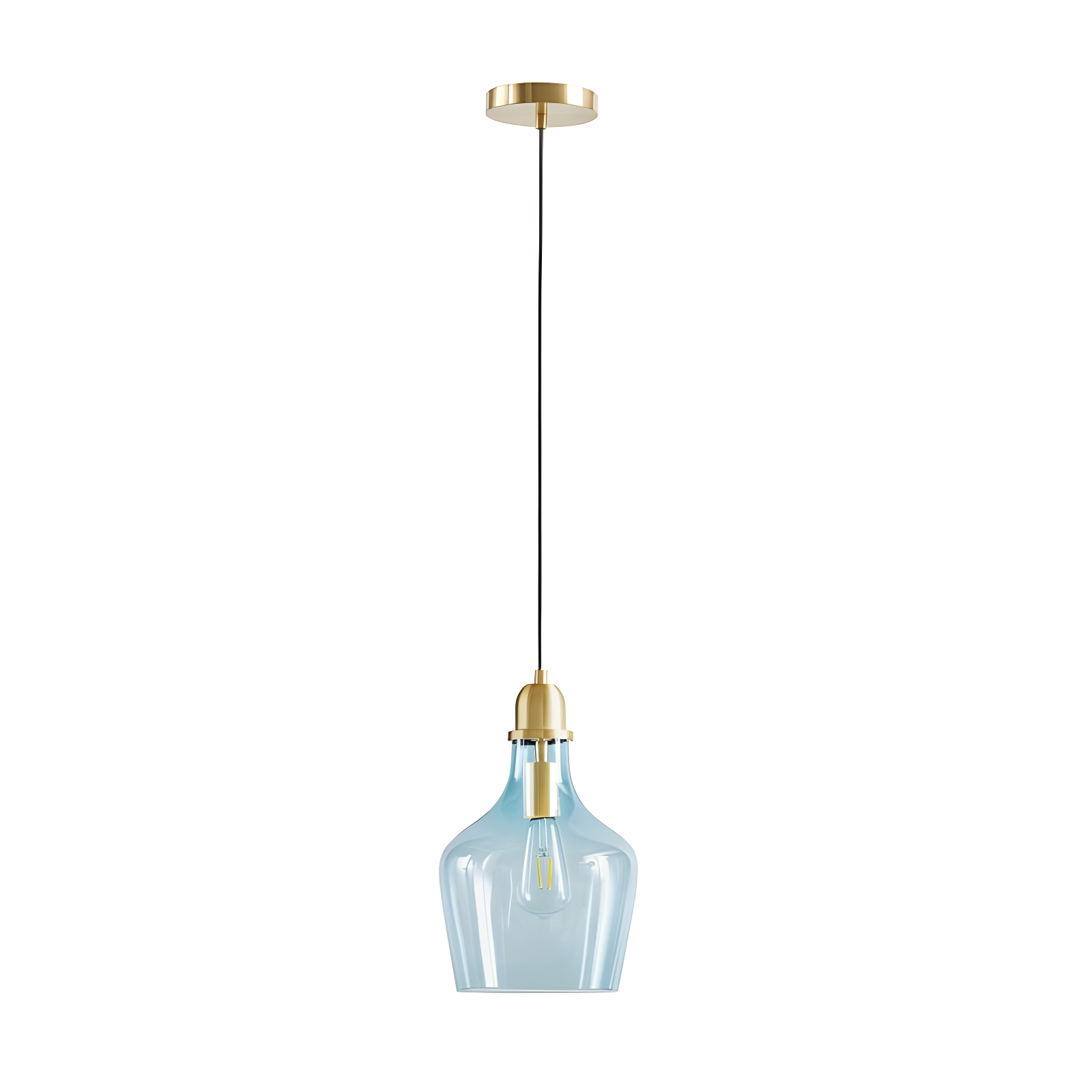 Ink+Ivy 9"x95.5" Auburn Bell Shaped Hanging Glass Simple Industrial Pendant Light Blue