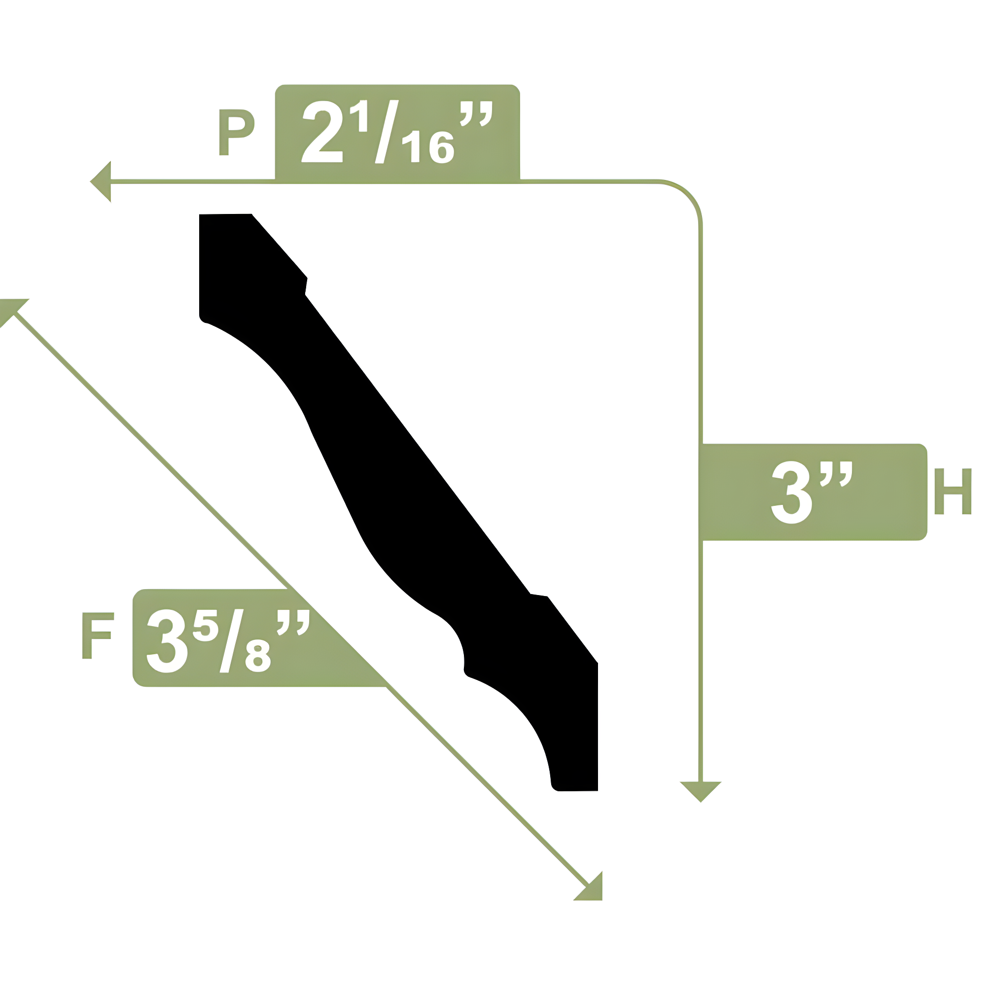 3'' H x 96'' W x 2.125'' D Plastic Crown