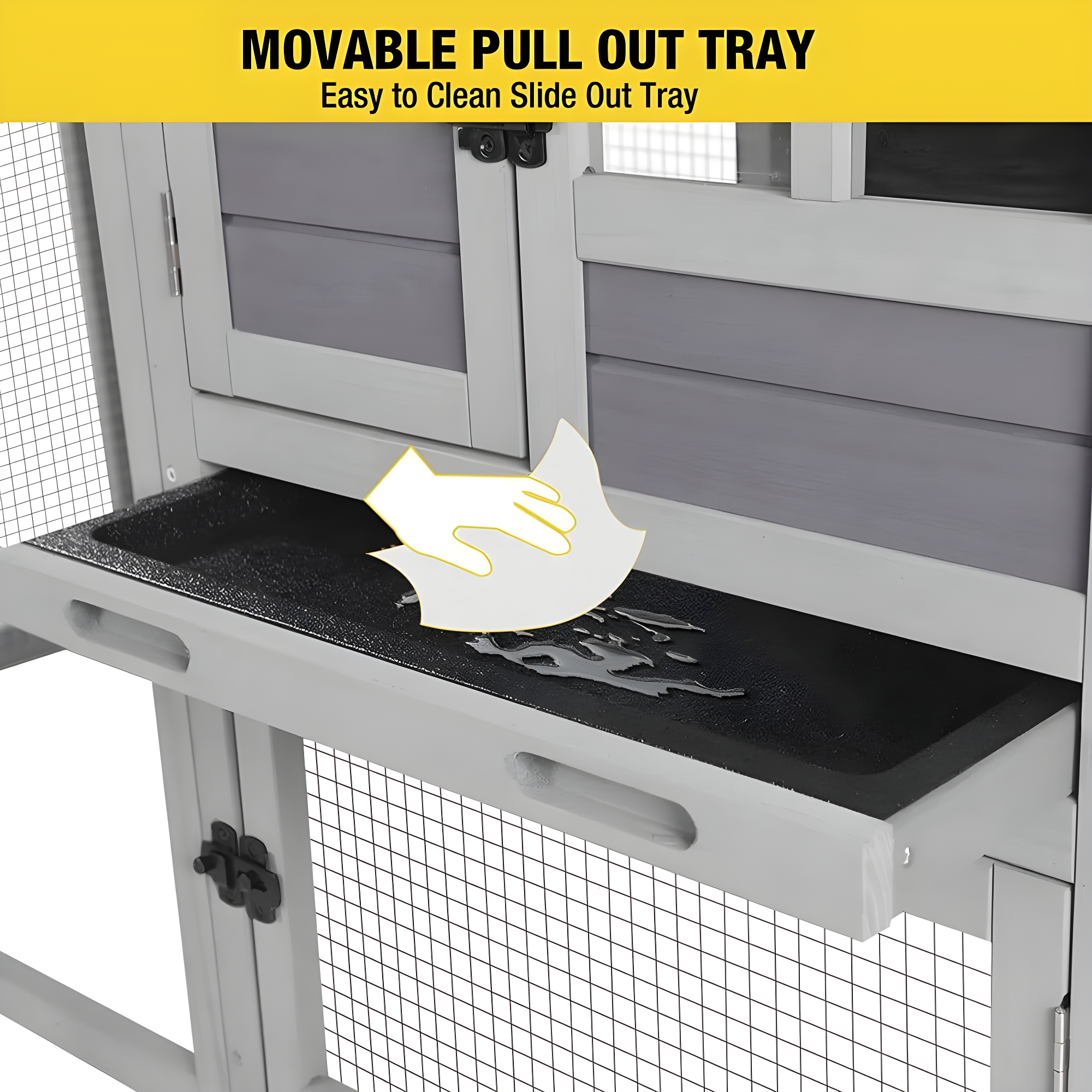 XZ7002 Bunny Cage Gray 51.6"L x 25.2"W x 36.2"H
