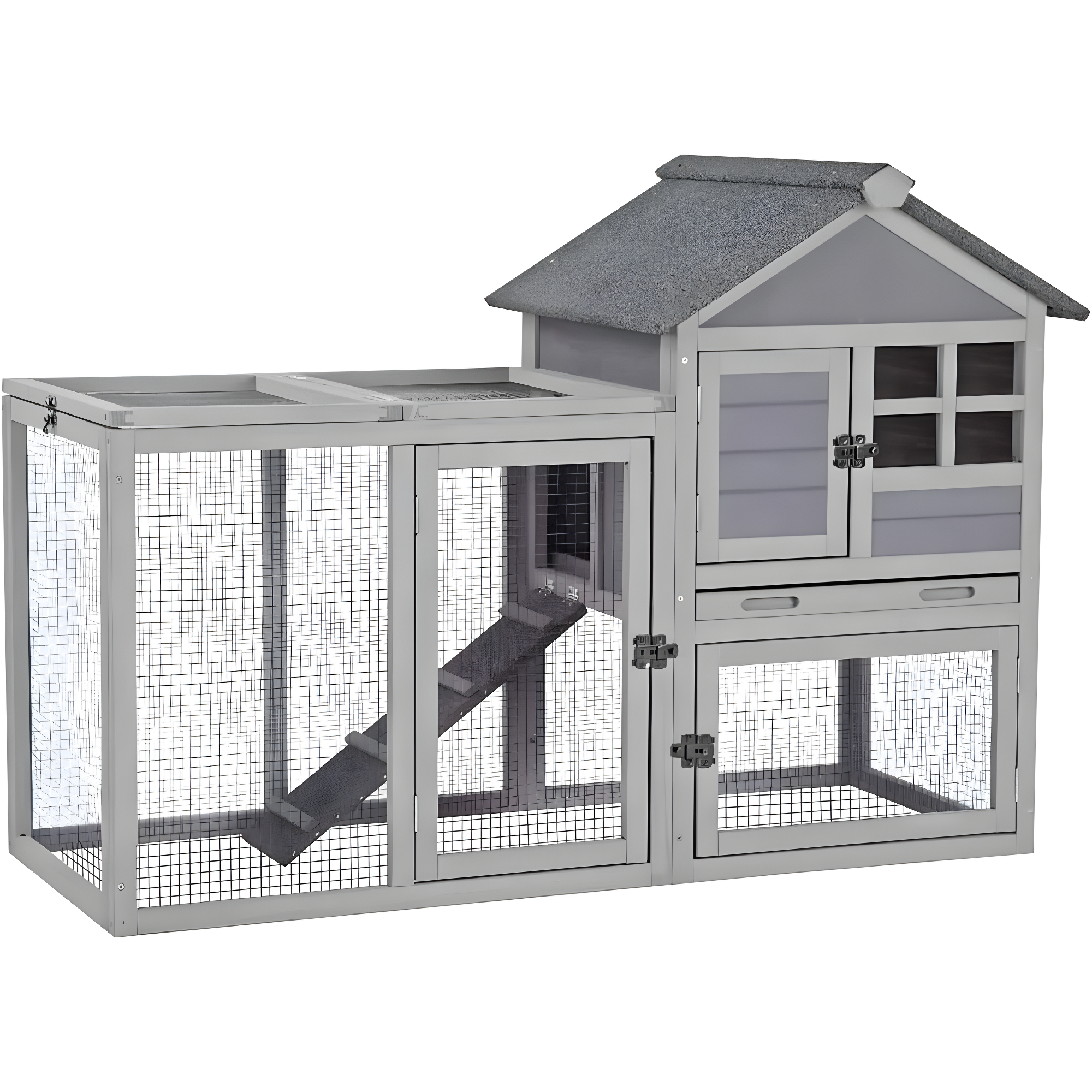 XZ7002 Bunny Cage Gray 51.6"L x 25.2"W x 36.2"H