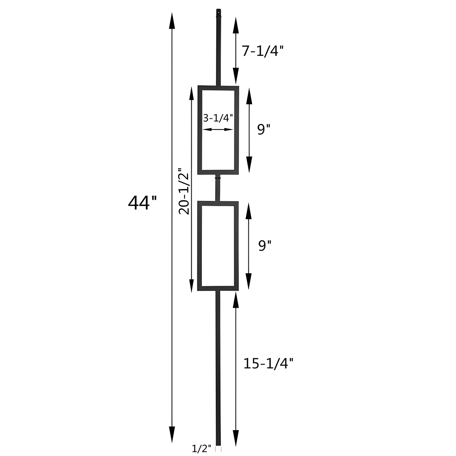 Wrought Iron Railings - Set Of 10 Deck Railings - 1/2 Inch Hollow Iron Lintel