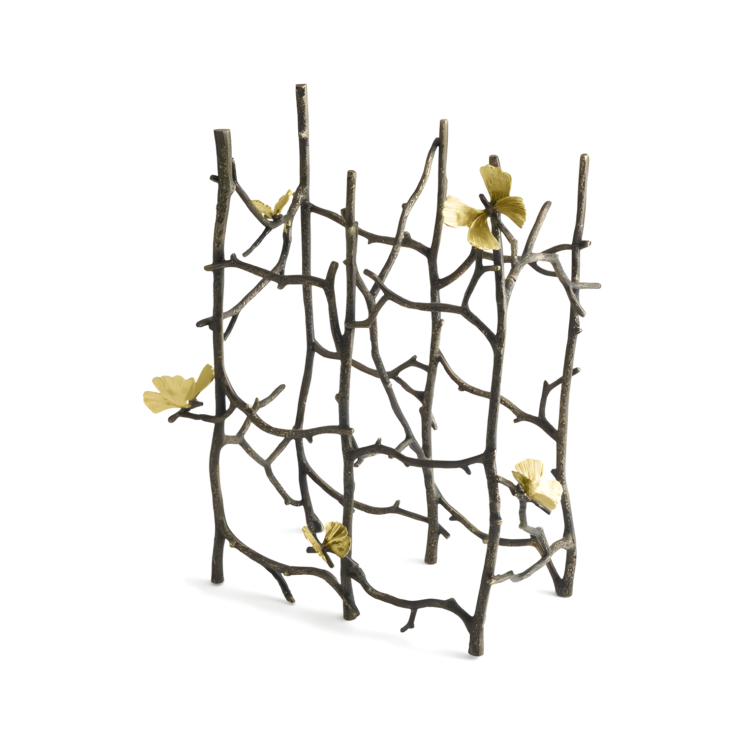 Elegant Bronze and Gold Butterfly Ginkgo 6-Bottle Wine Rack