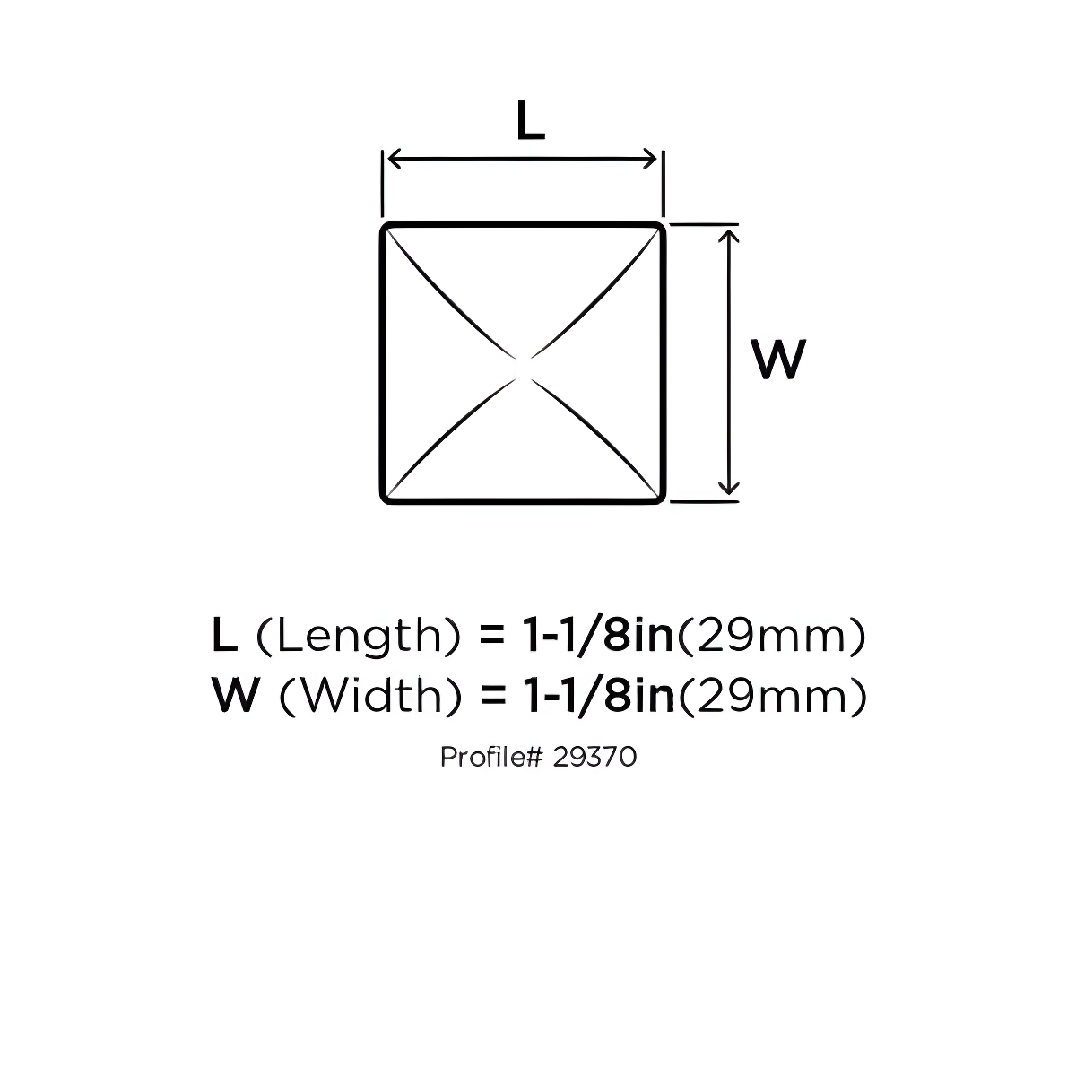 1 1/8" Length Square Knob Multipack