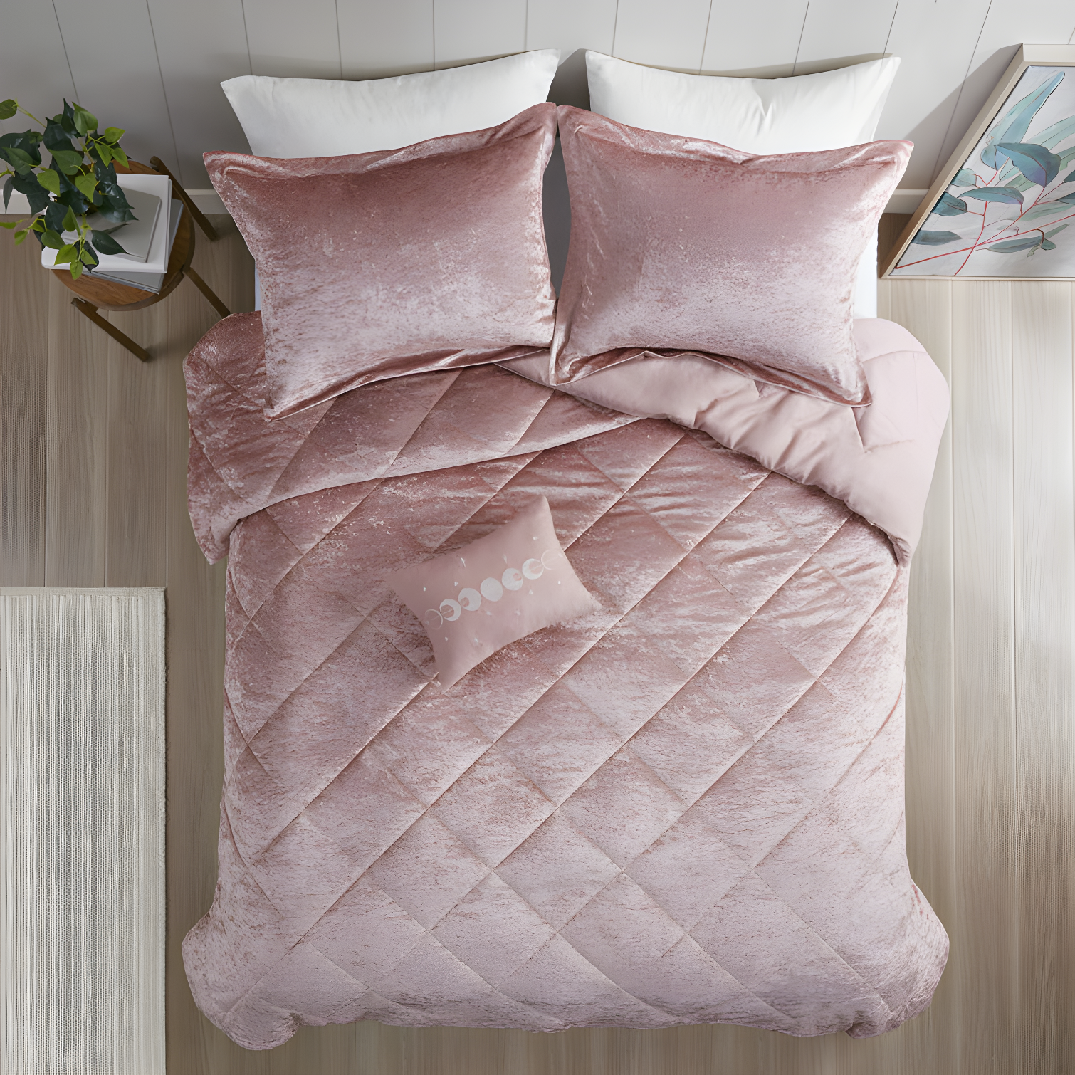 Felicia Crushed Velvet Comforter Set with Throw Pillow