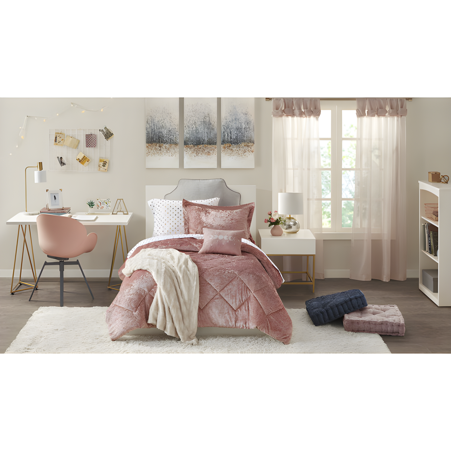 Felicia Crushed Velvet Comforter Set with Throw Pillow