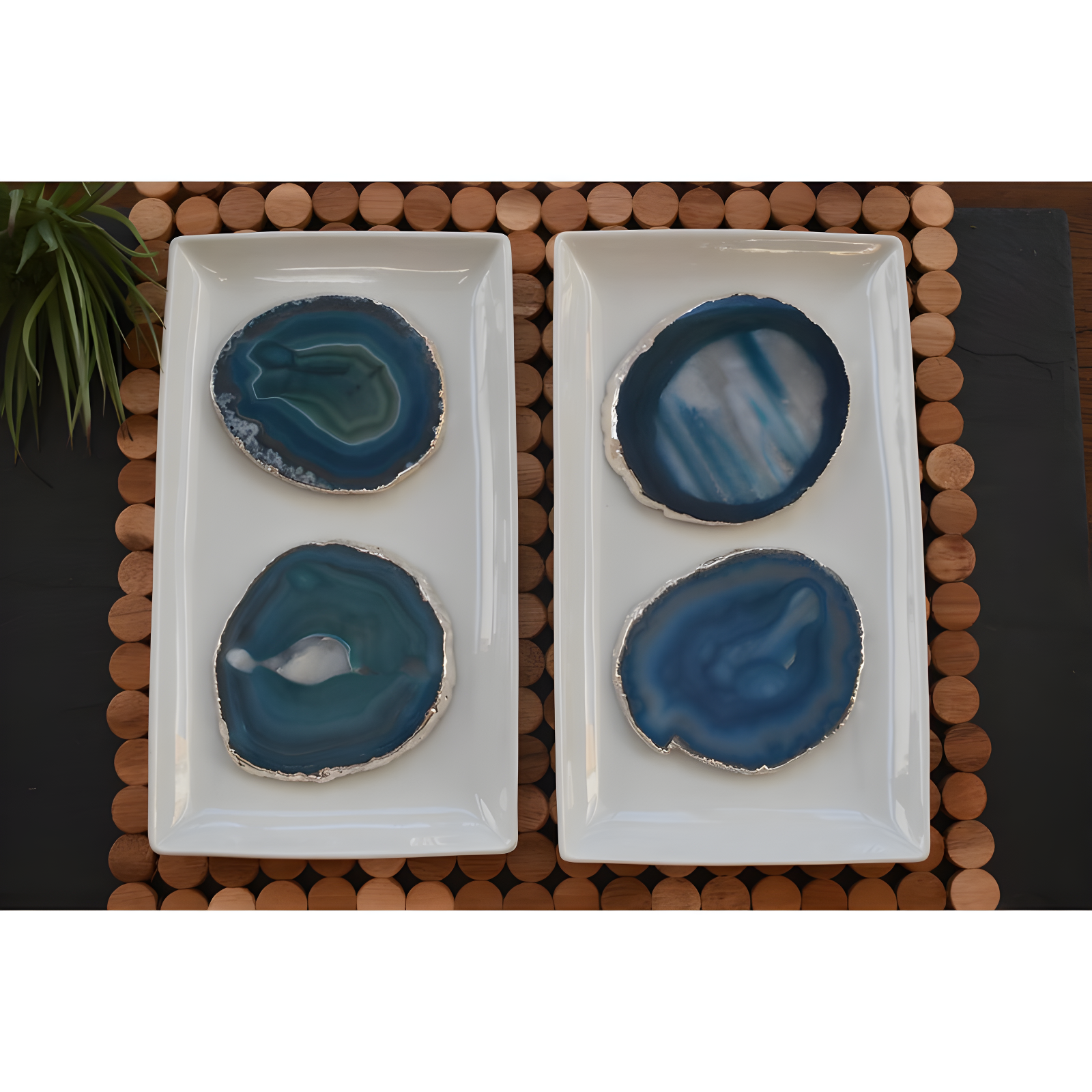 Olympus Minerals Co Agate 4 Piece Coaster Set (Set of 4)