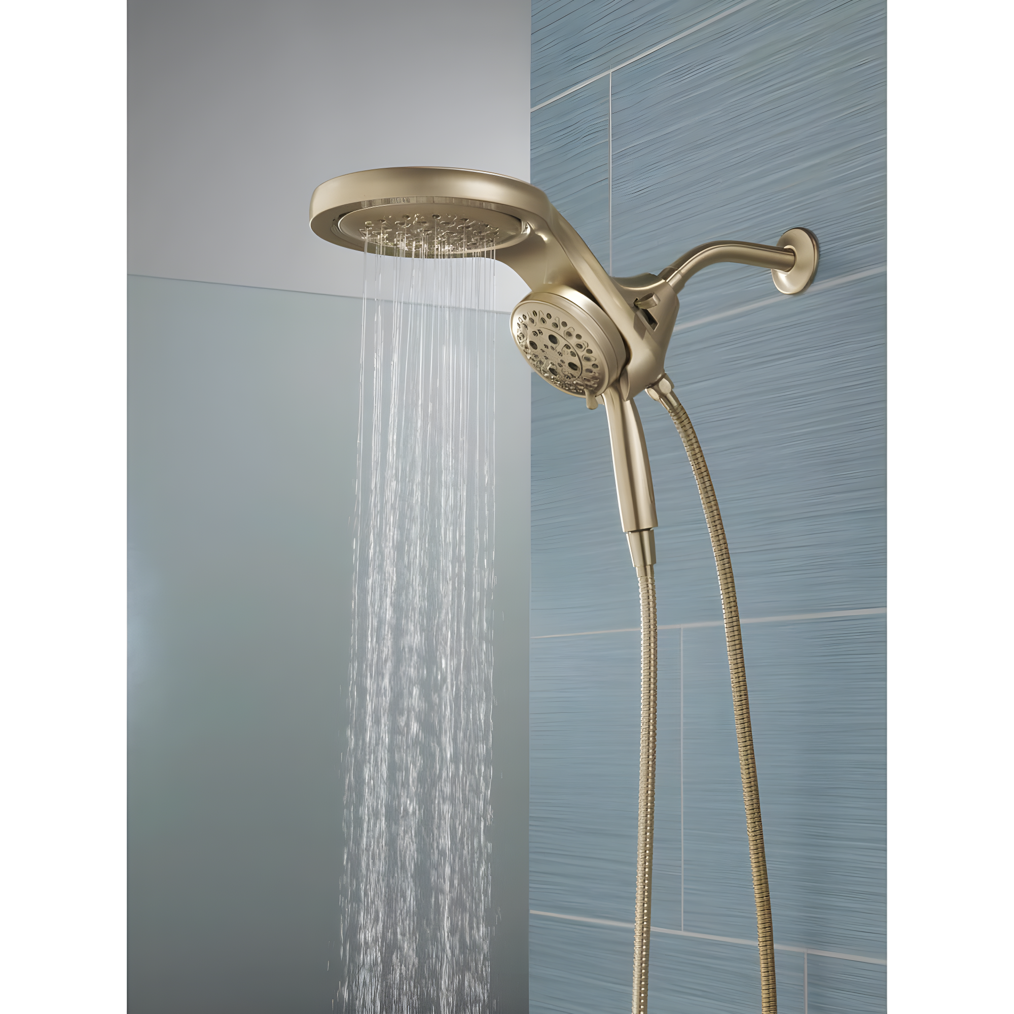 Hydrorain 5 Spray Dual Shower Head and Handheld Shower with Lumicoat and H2Okinetic 2.5 GPM