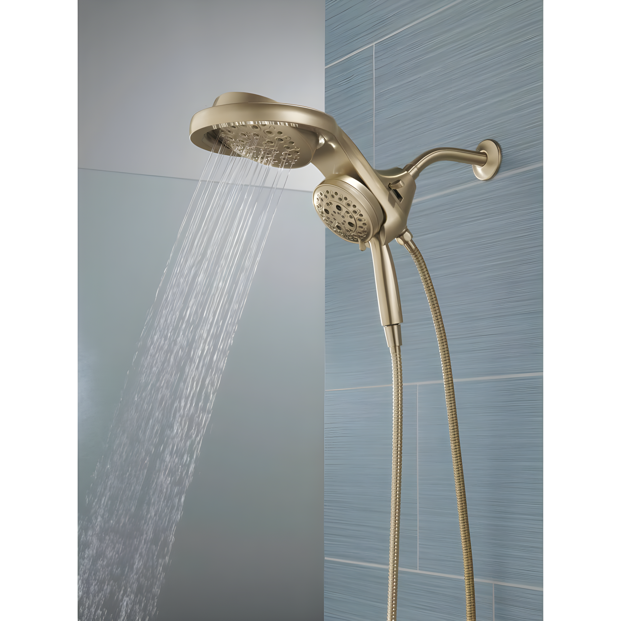Hydrorain 5 Spray Dual Shower Head and Handheld Shower with Lumicoat and H2Okinetic 2.5 GPM