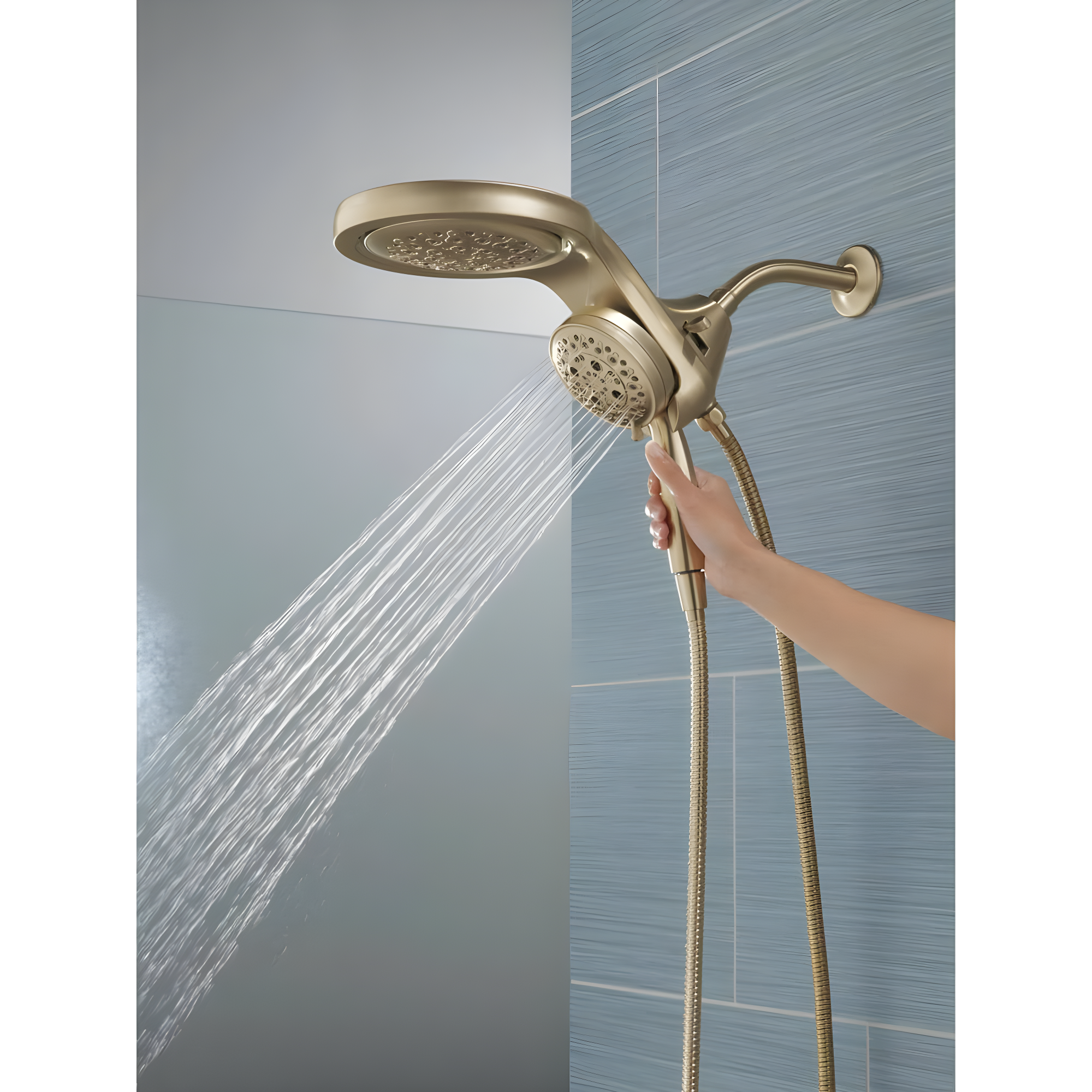 Hydrorain 5 Spray Dual Shower Head and Handheld Shower with Lumicoat and H2Okinetic 2.5 GPM