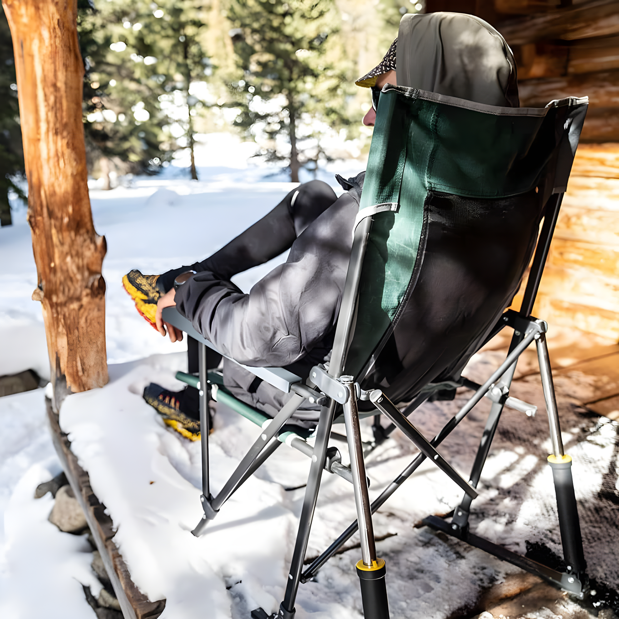 GCI Outdoor RoadTrip Rocker Foldable Rocking Camp Chair, Hunter