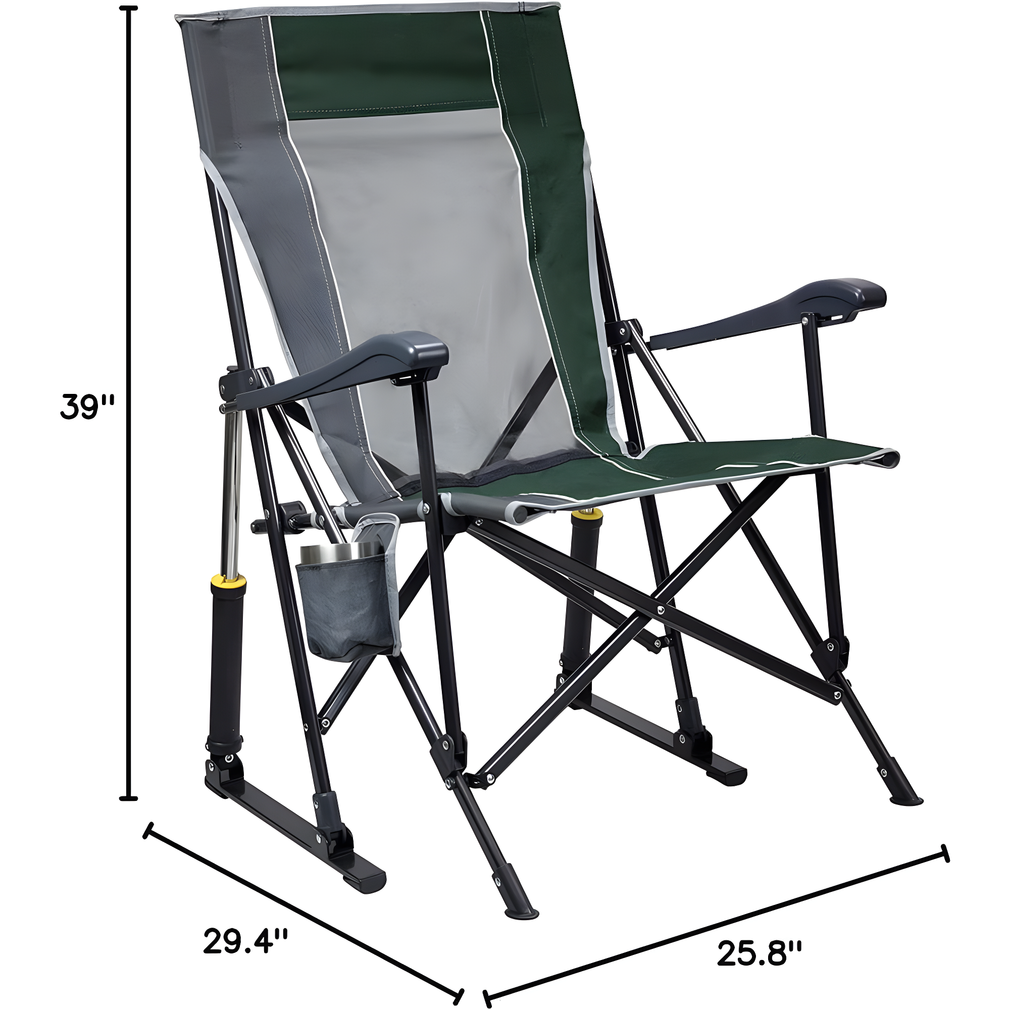GCI Outdoor RoadTrip Rocker Foldable Rocking Camp Chair, Hunter