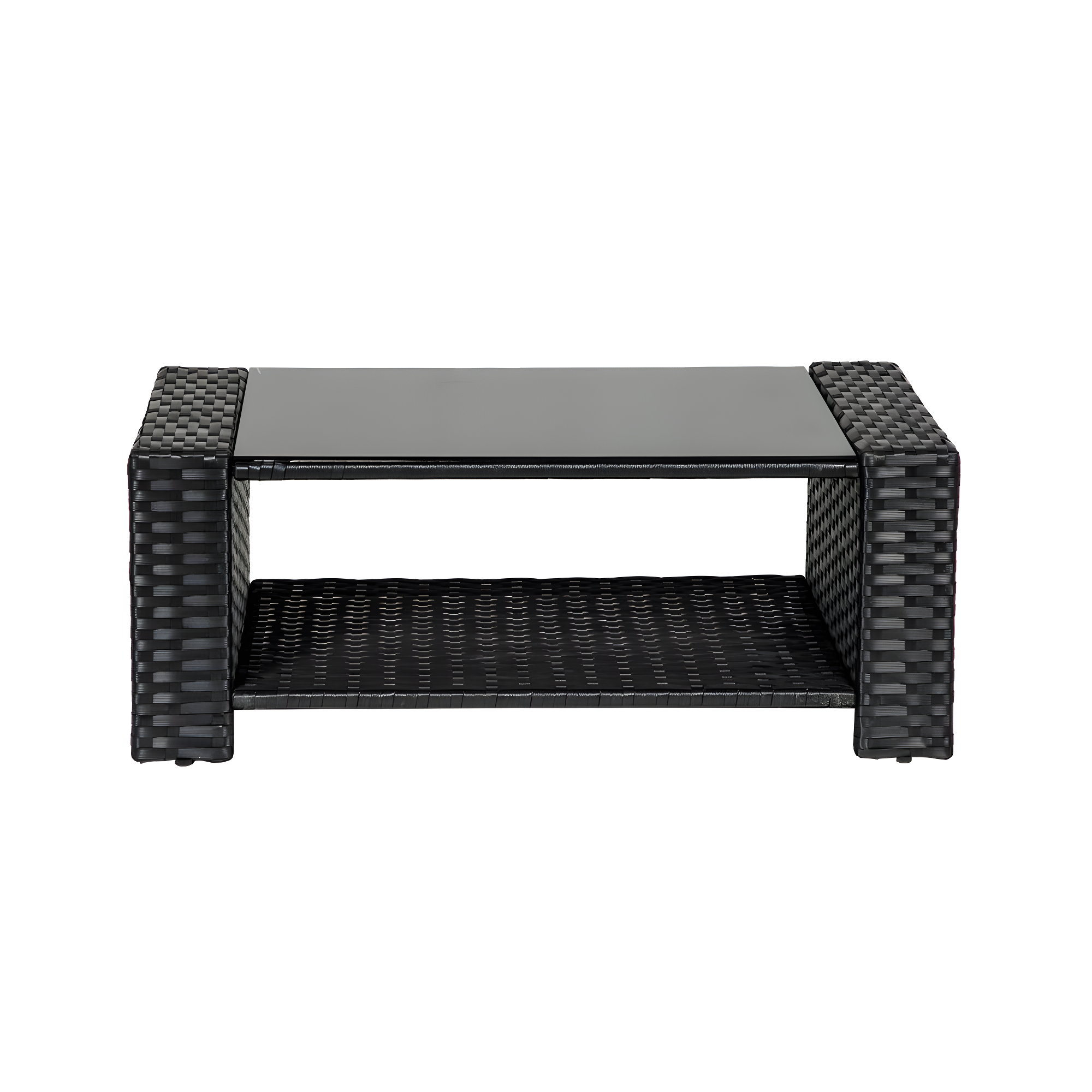 4-Piece Conversation Outdoor Patio Sofa Set with Cushions, Black/Navy Blue