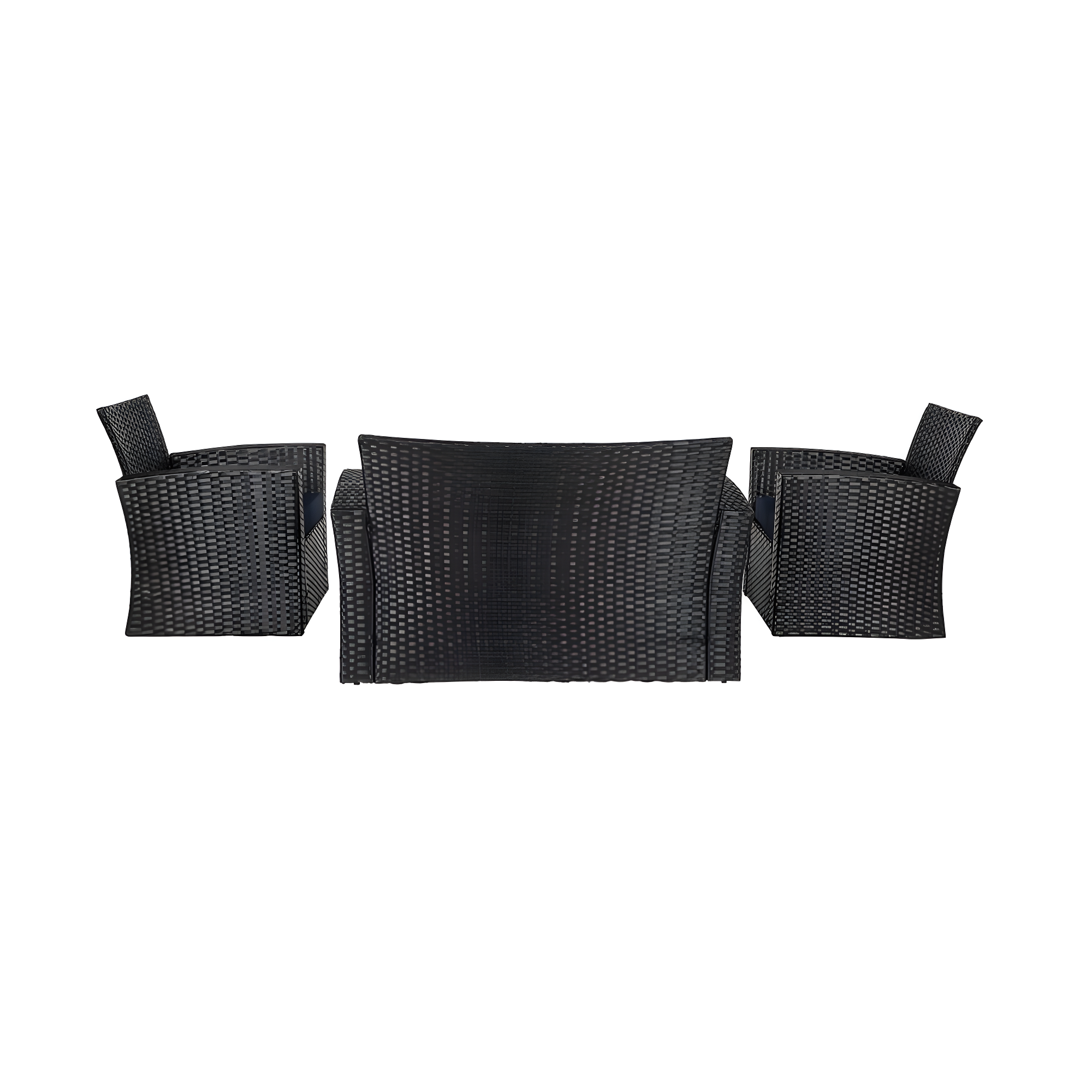 4-Piece Conversation Outdoor Patio Sofa Set with Cushions, Black/Navy Blue