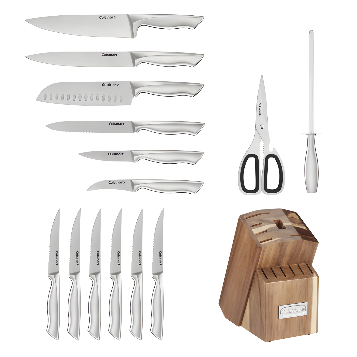 Cuisinart Cuisinart Elite Series 15 Piece Stainless Steel Block Set with Acacia Block (Set of 15)