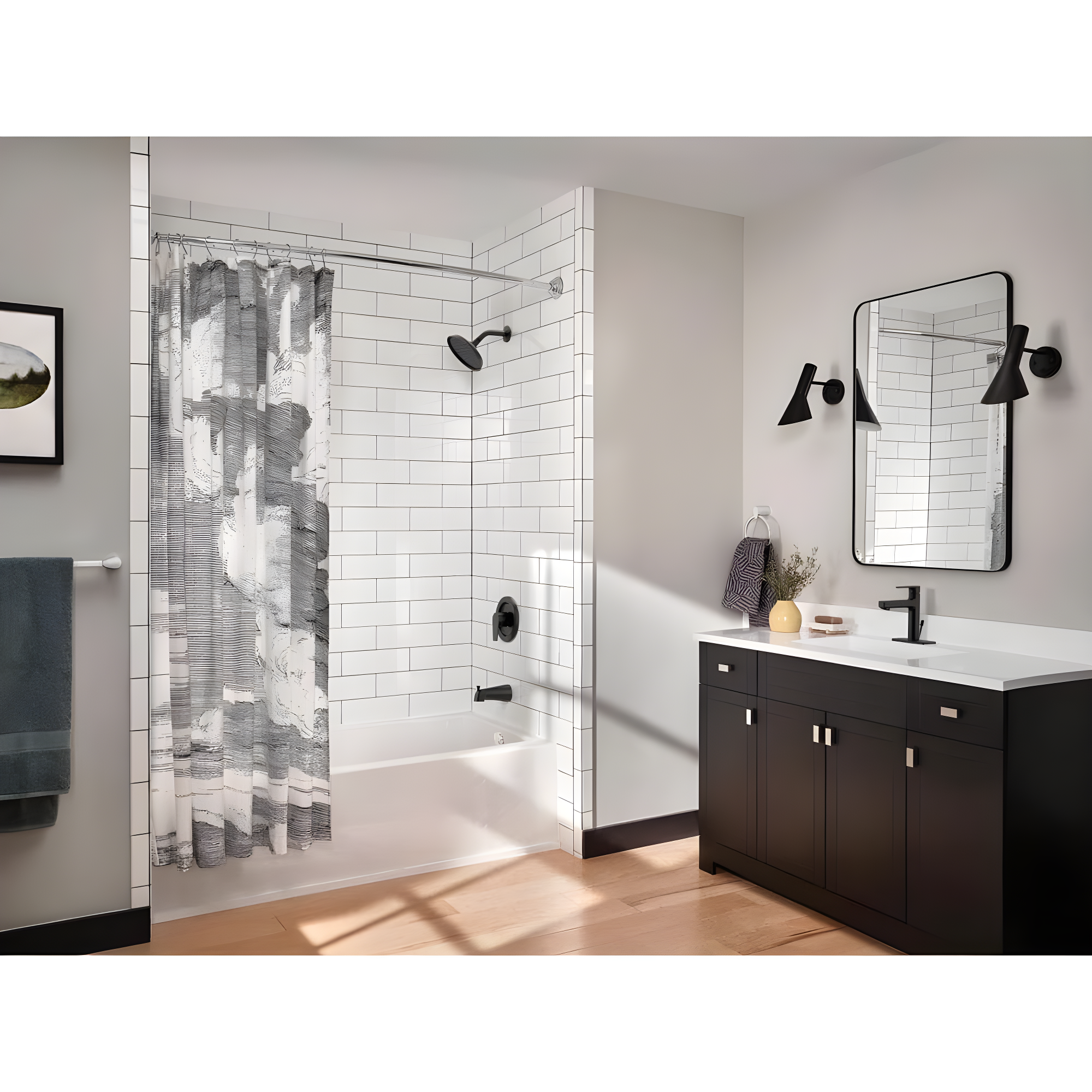 Moen 54-Inch to 72-Inch Adjustable Length Fixed Mount Single Curved Shower Curtain Rod