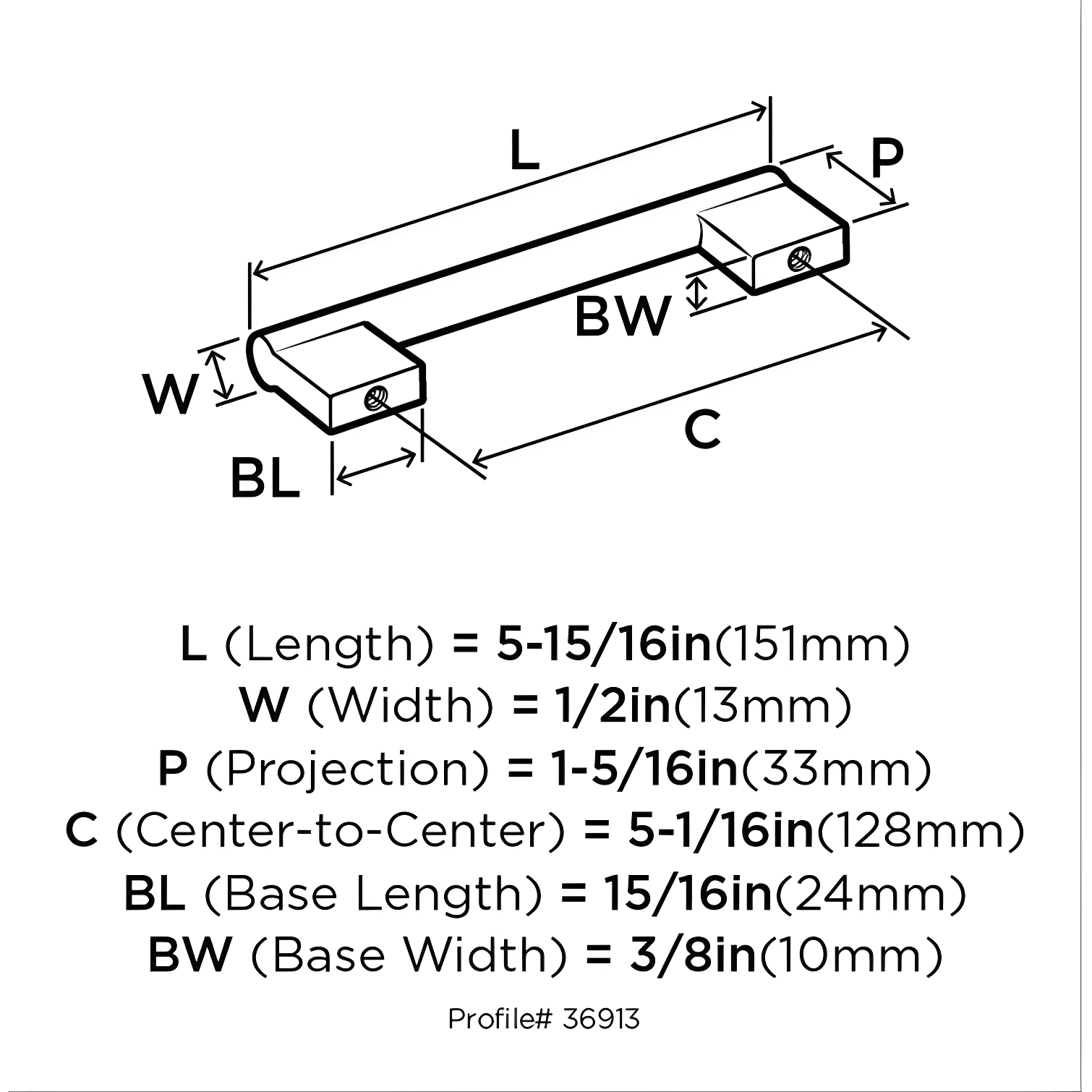 Versa 1/16" Center To Center Bar Pull