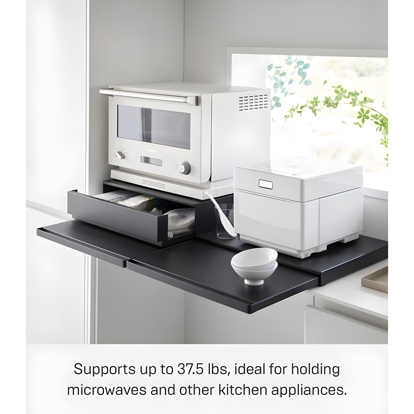 Yamazaki Home Yamazaki Home Countertop Drawer With Pull-Out Shelf, Steel, Holds 37 Lbs