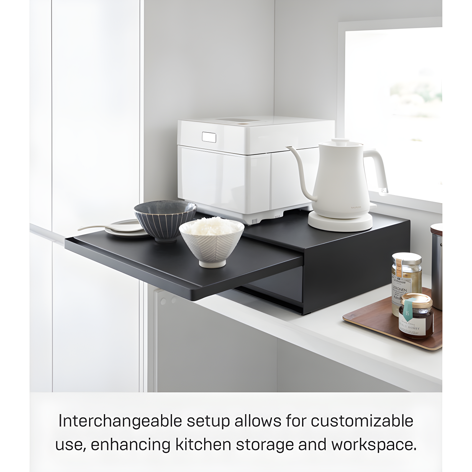 Yamazaki Home Yamazaki Home Countertop Drawer With Pull-Out Shelf, Steel, Holds 37 Lbs