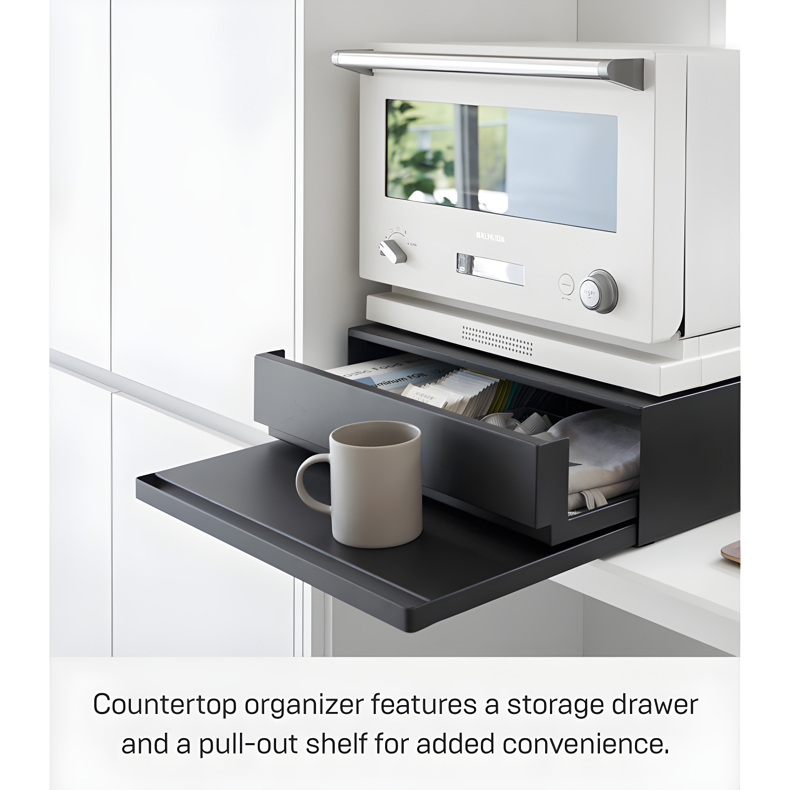 Yamazaki Home Yamazaki Home Countertop Drawer With Pull-Out Shelf, Steel, Holds 37 Lbs