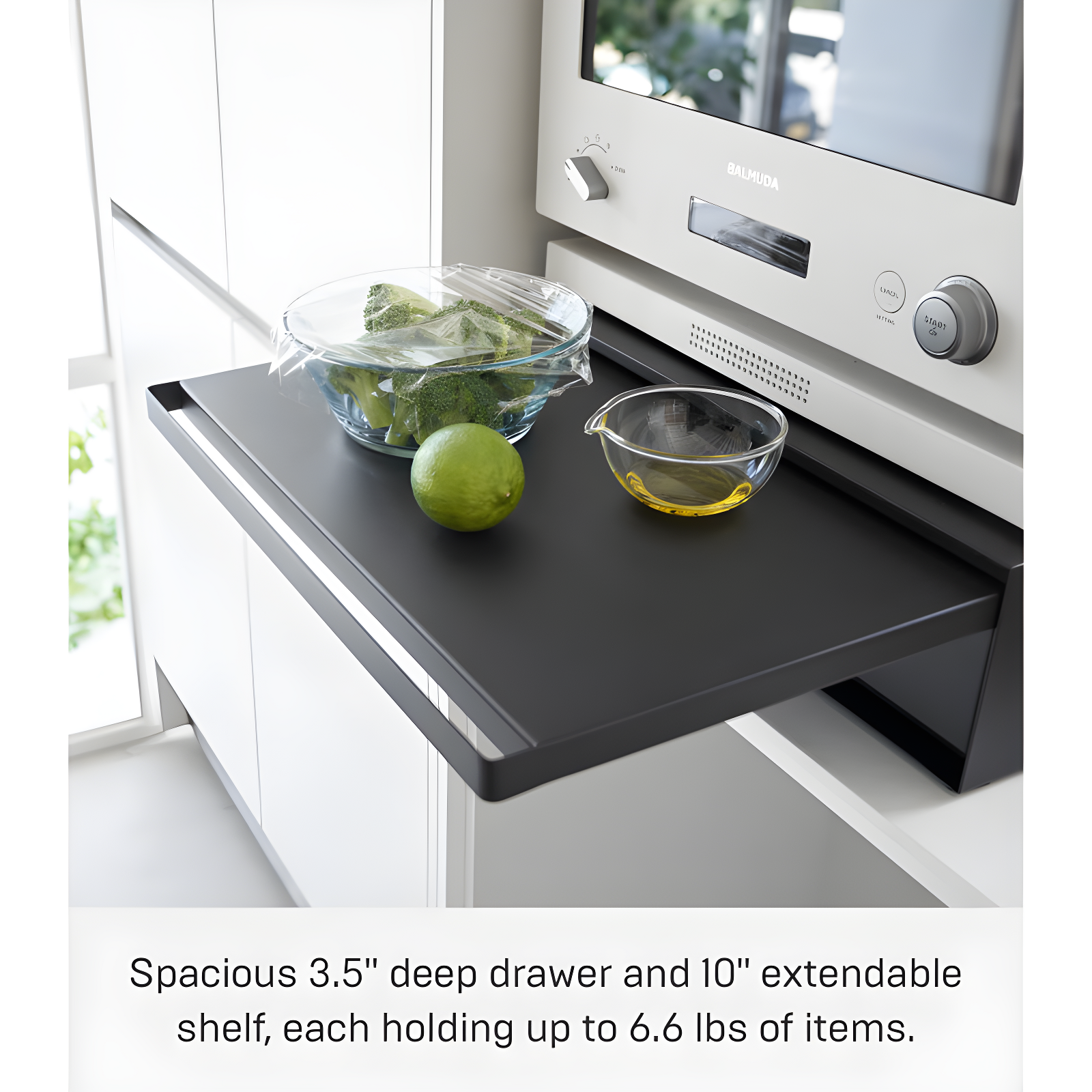 Yamazaki Home Yamazaki Home Countertop Drawer With Pull-Out Shelf, Steel, Holds 37 Lbs