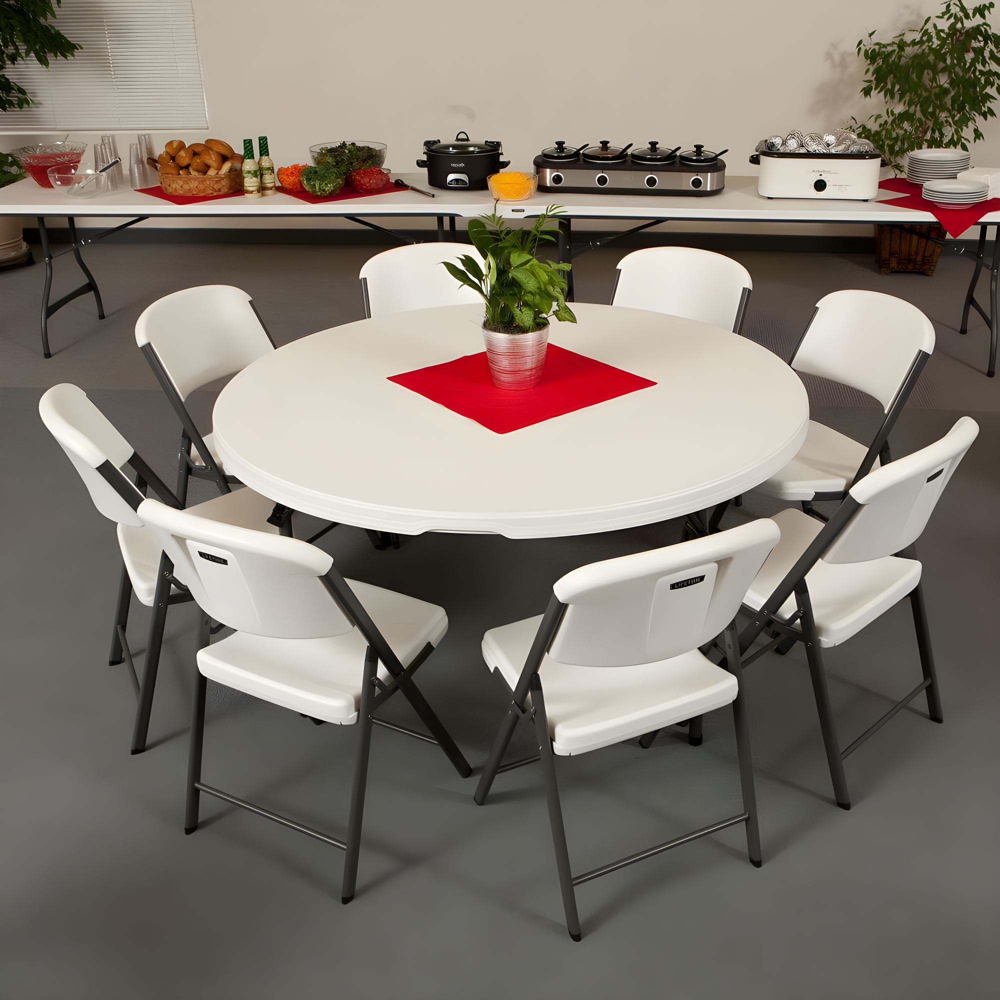 Lifetime 60 inch Round Folding Table, Indoor/Outdoor Commercial Grade, Almond (280435)
