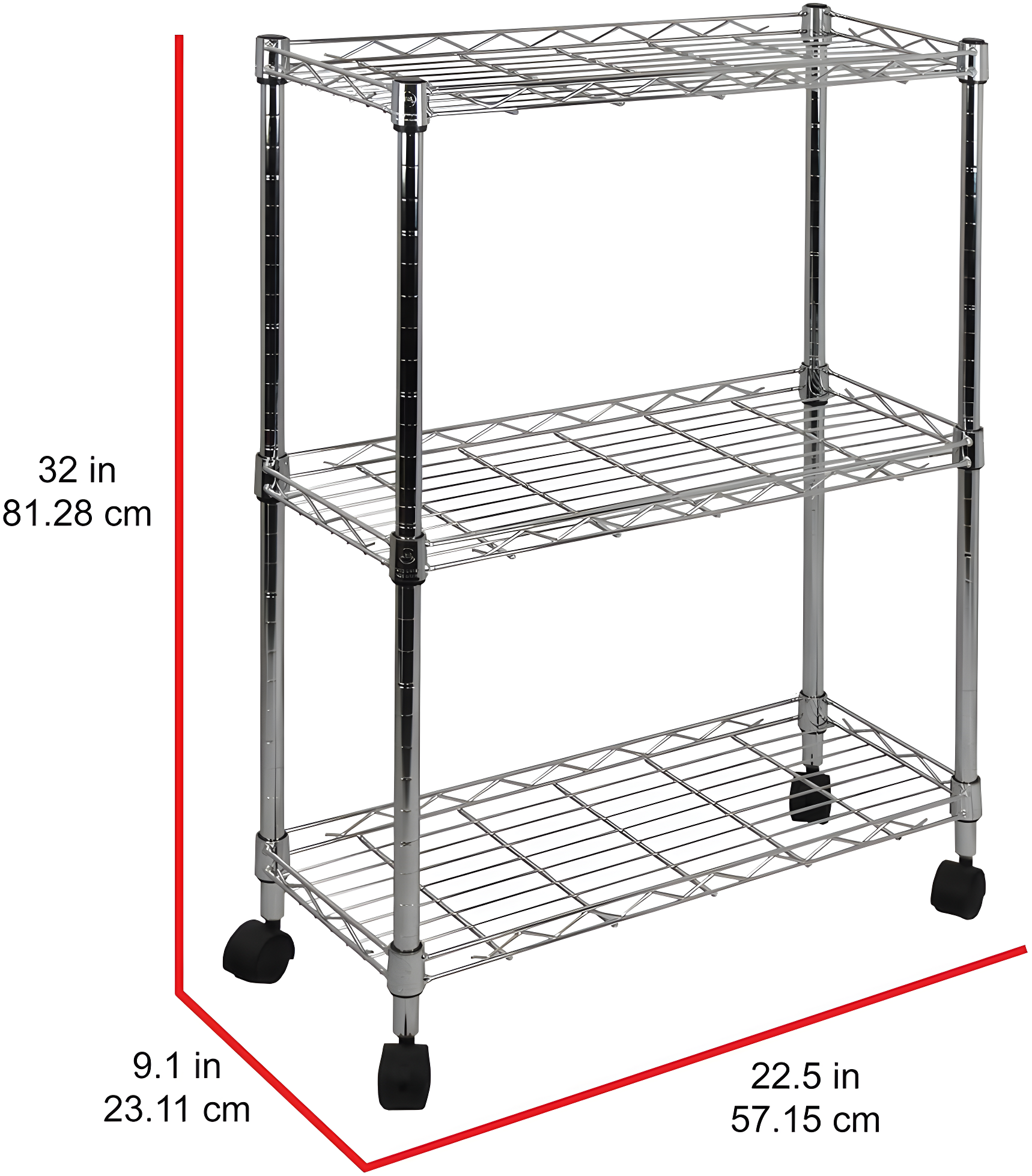 Oceanstar 3-Tier Shelving All-Purpose Utility Cart