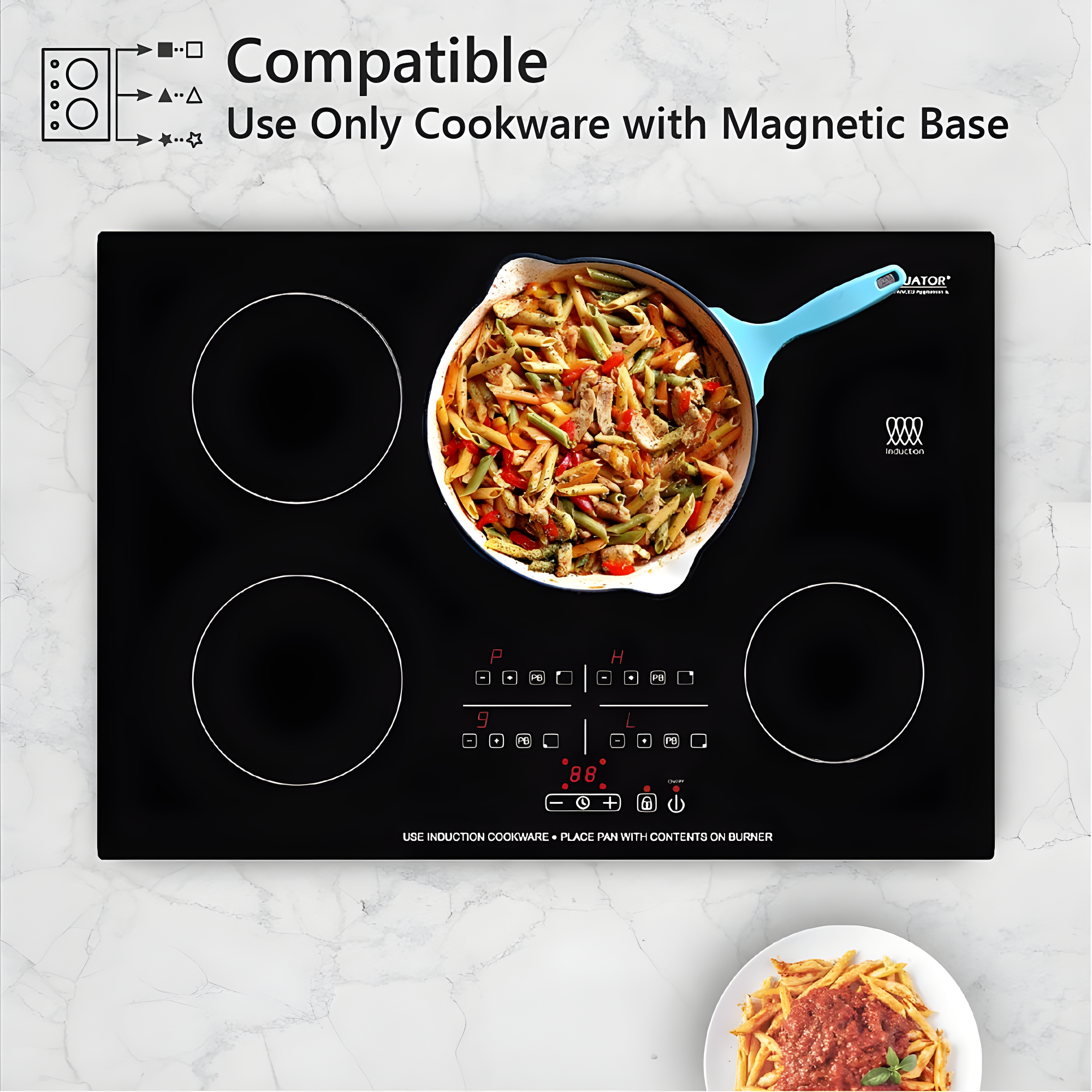 Equator Advanced Appliances Equator 30" Built-In 4 Burner Induction Cooktop POWER BOOST Keep Warm 240V/7400W BIC 304