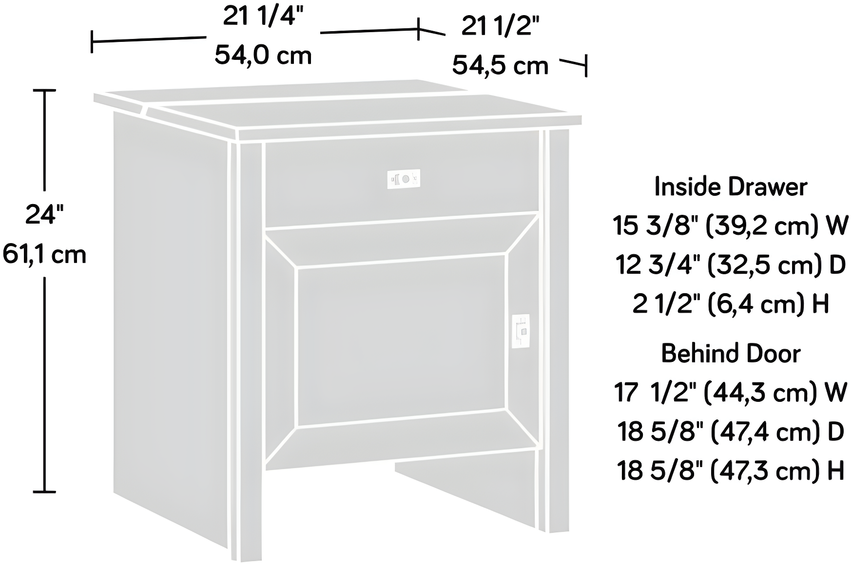 Sauder Cottage Road, Robot Vacuum Storage Side Table, Soft White Finish