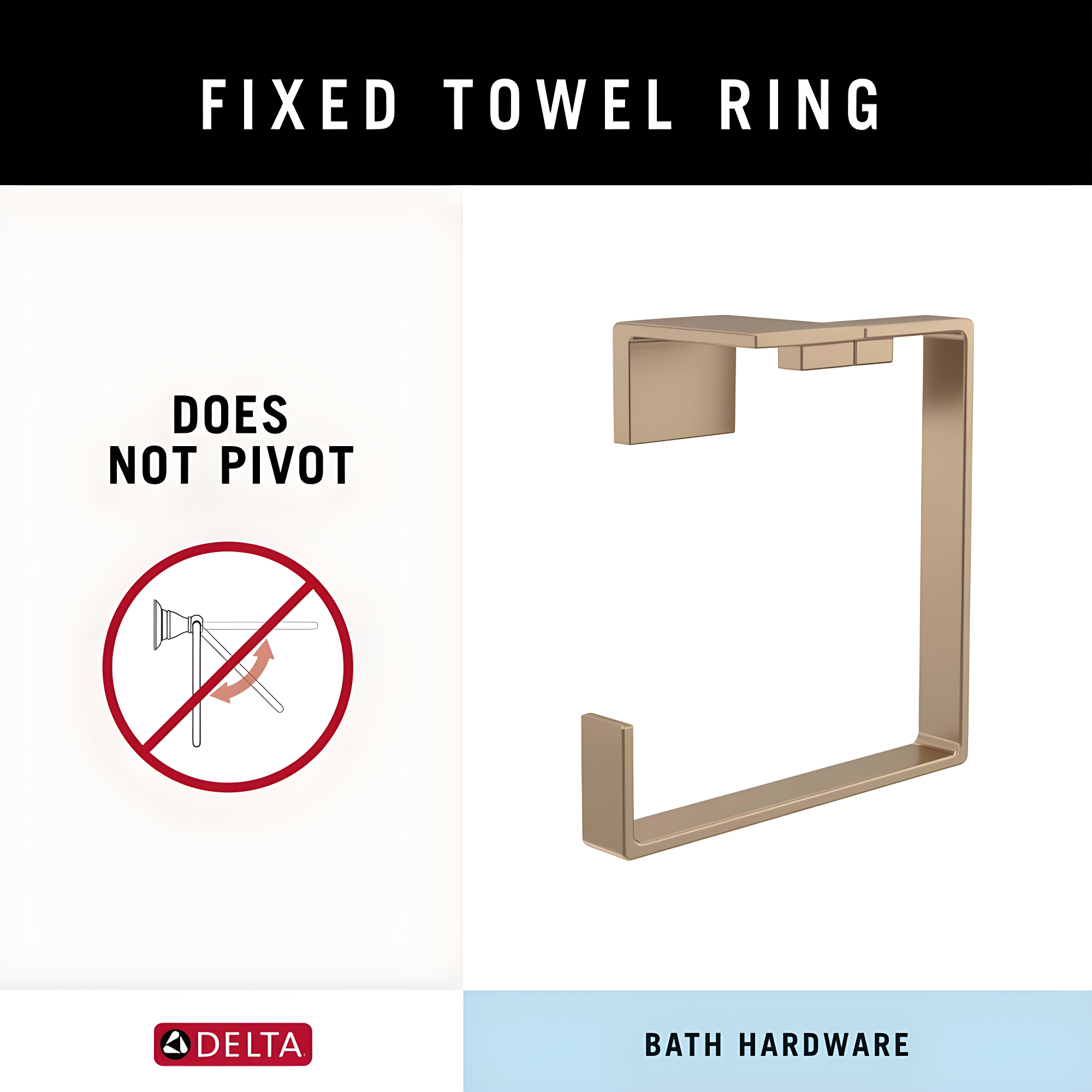 Vero Wall Mount Square Open Towel Ring Bath Hardware Accessory