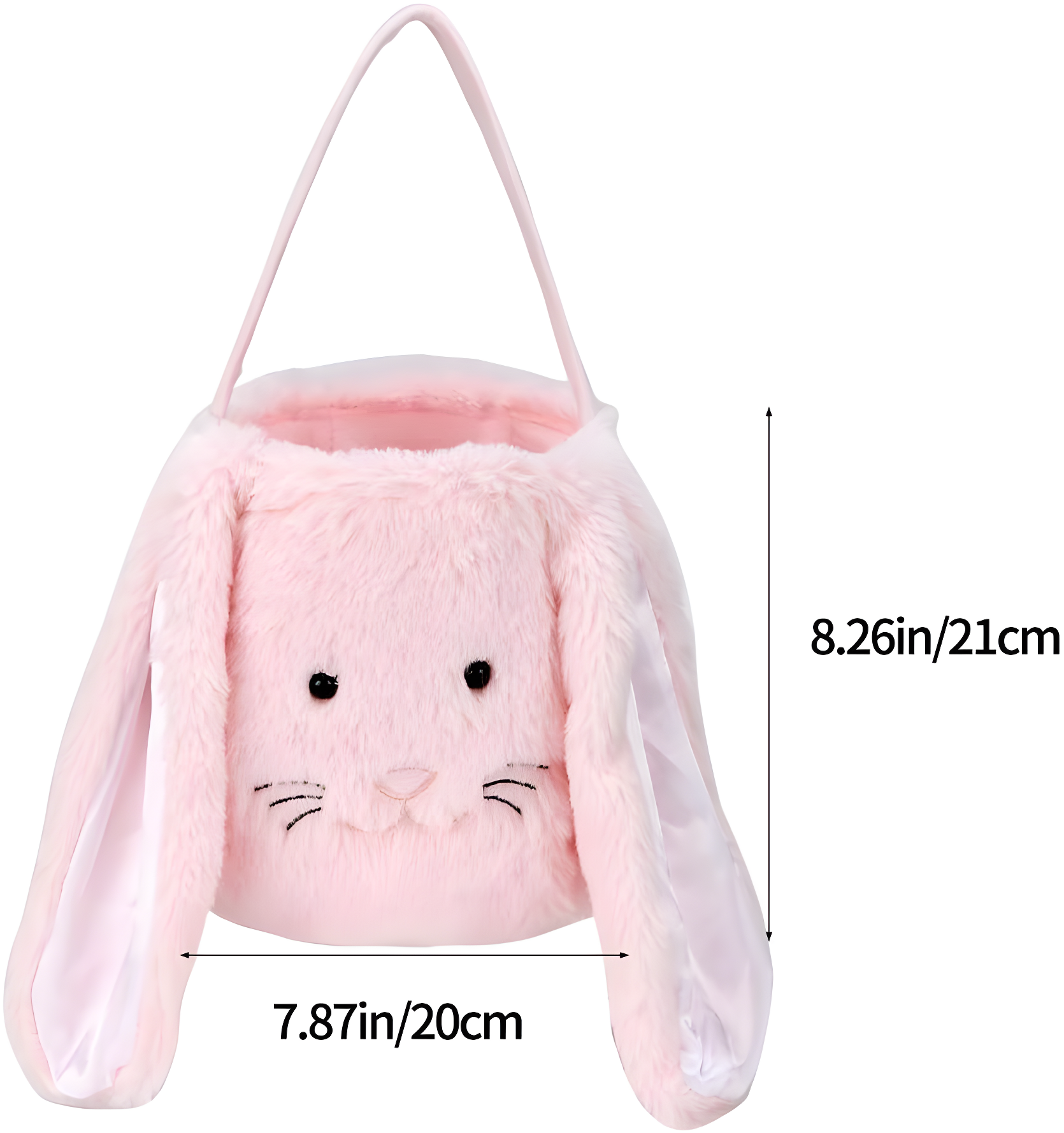 Easter Bunny Tote Bag, Cute Fuzzy Rabbit Ears Soft Plush Candy Handle Bag Eggs Basket Gift Bag for Kids Holiday Decorations