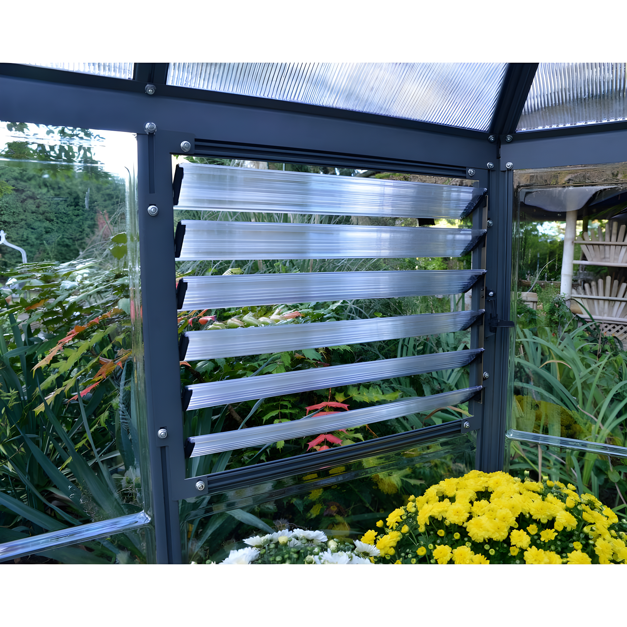 Canopia Palram - Canopia Oasis 12' x 10' Hexagonal Walk-In Hobby Polycarbonate Aluminum Frame Greenhouse Outdoor Living Structure - Gray