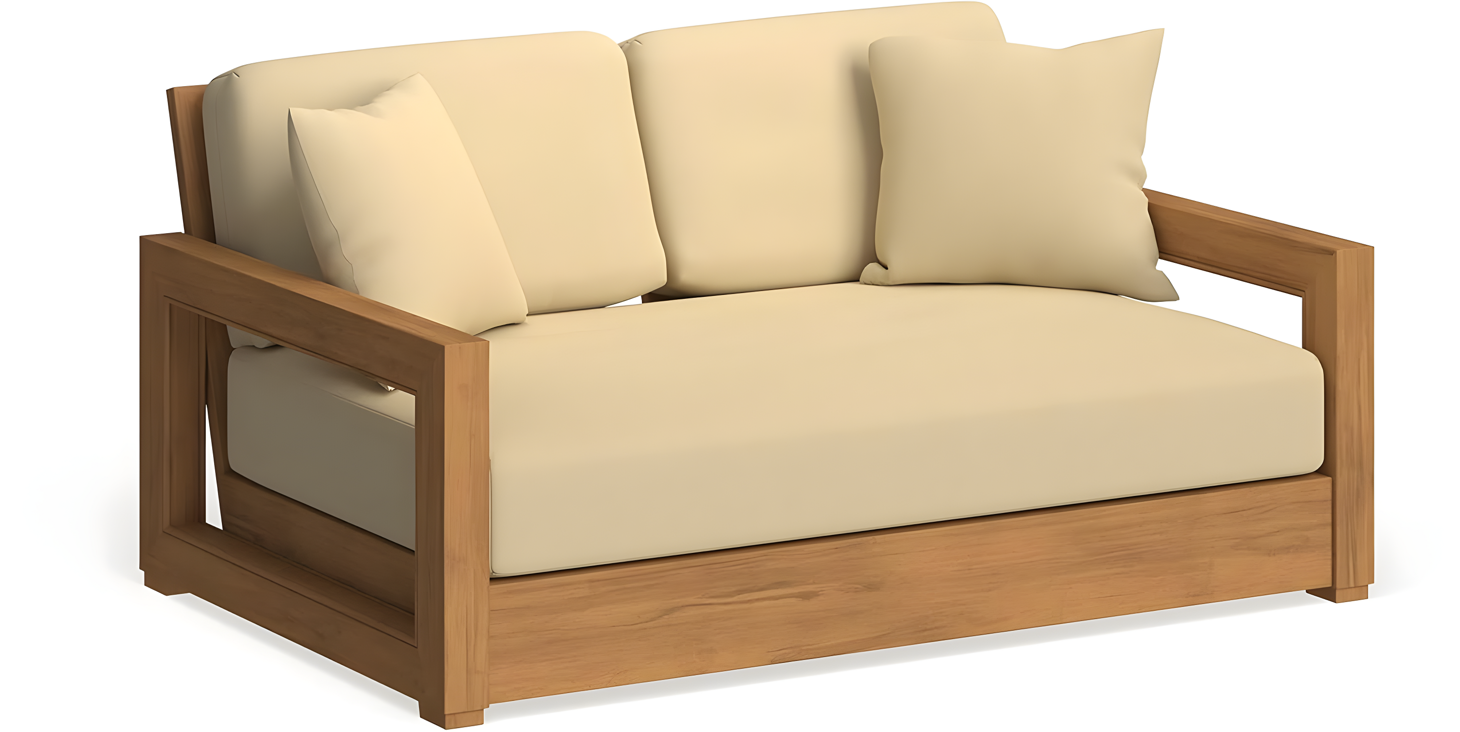 SAFAVIEH OUTDOOR COUTURE Montford 2-Seat Bench Natural Teak / Beige