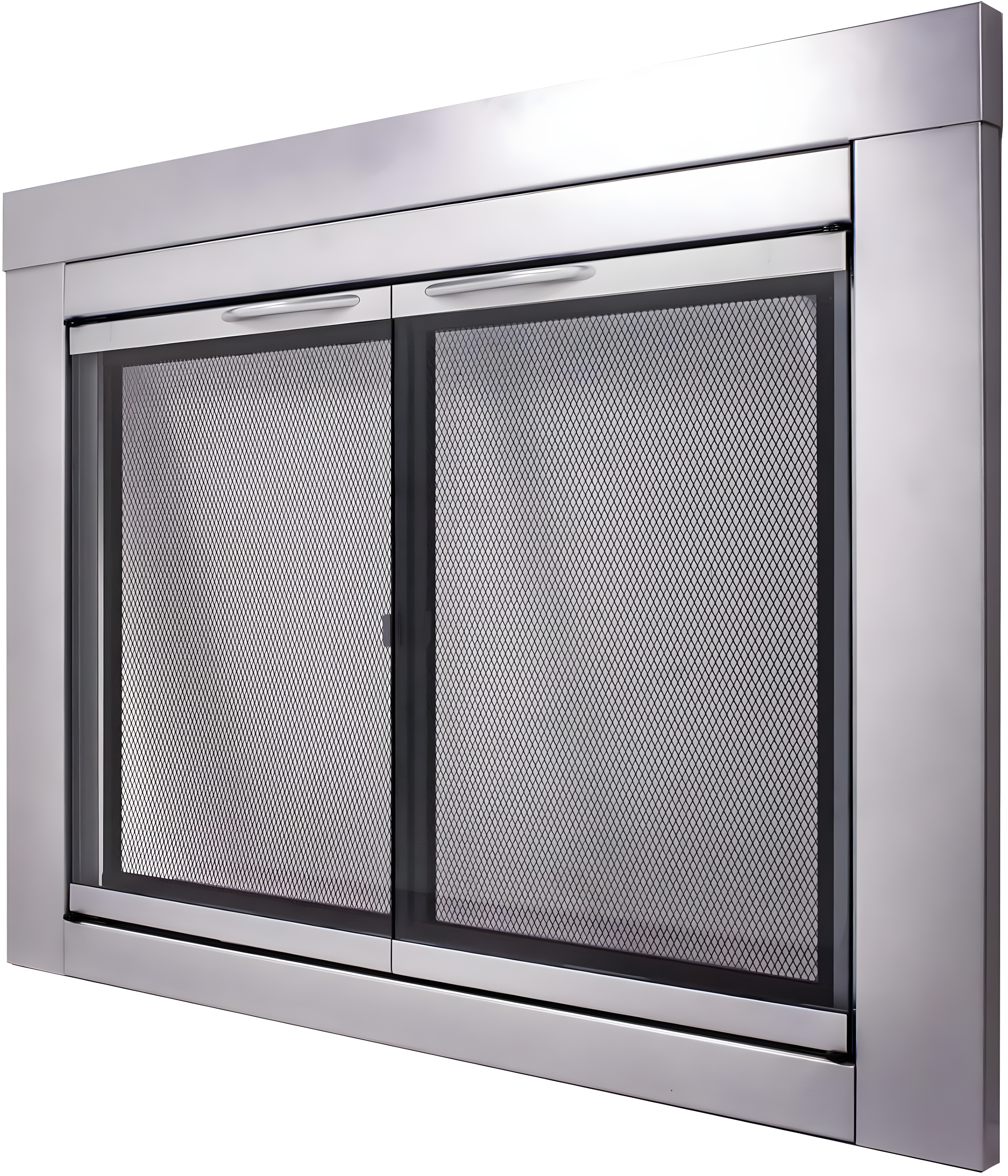 Pleasant Hearth Alpine Collection Fireplace Glass Door, Skyline Nickel - Small