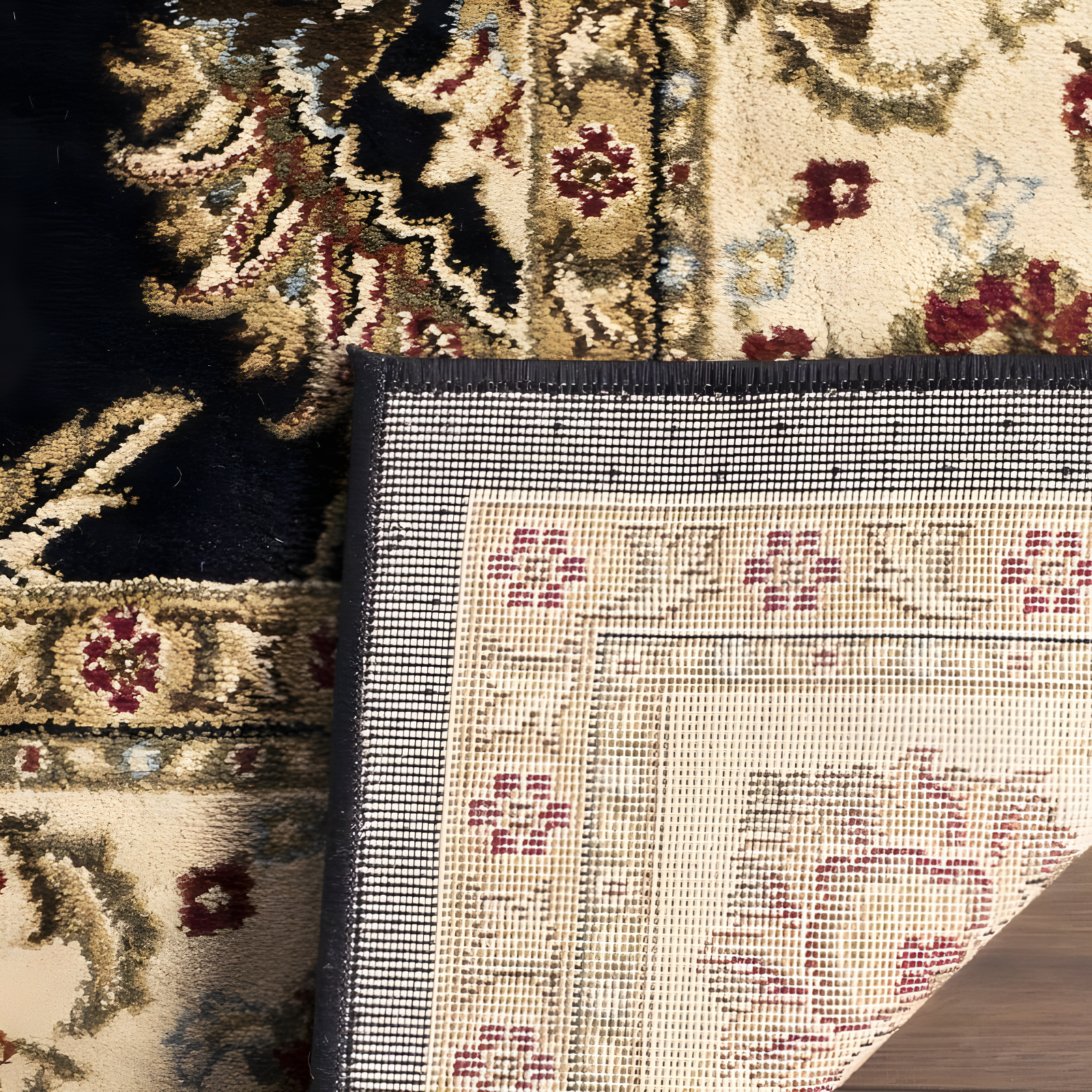 Lyndhurst LNH553 Power Loomed Runner Rug - Black/Ivory - 2'3"x16' - Safavieh.