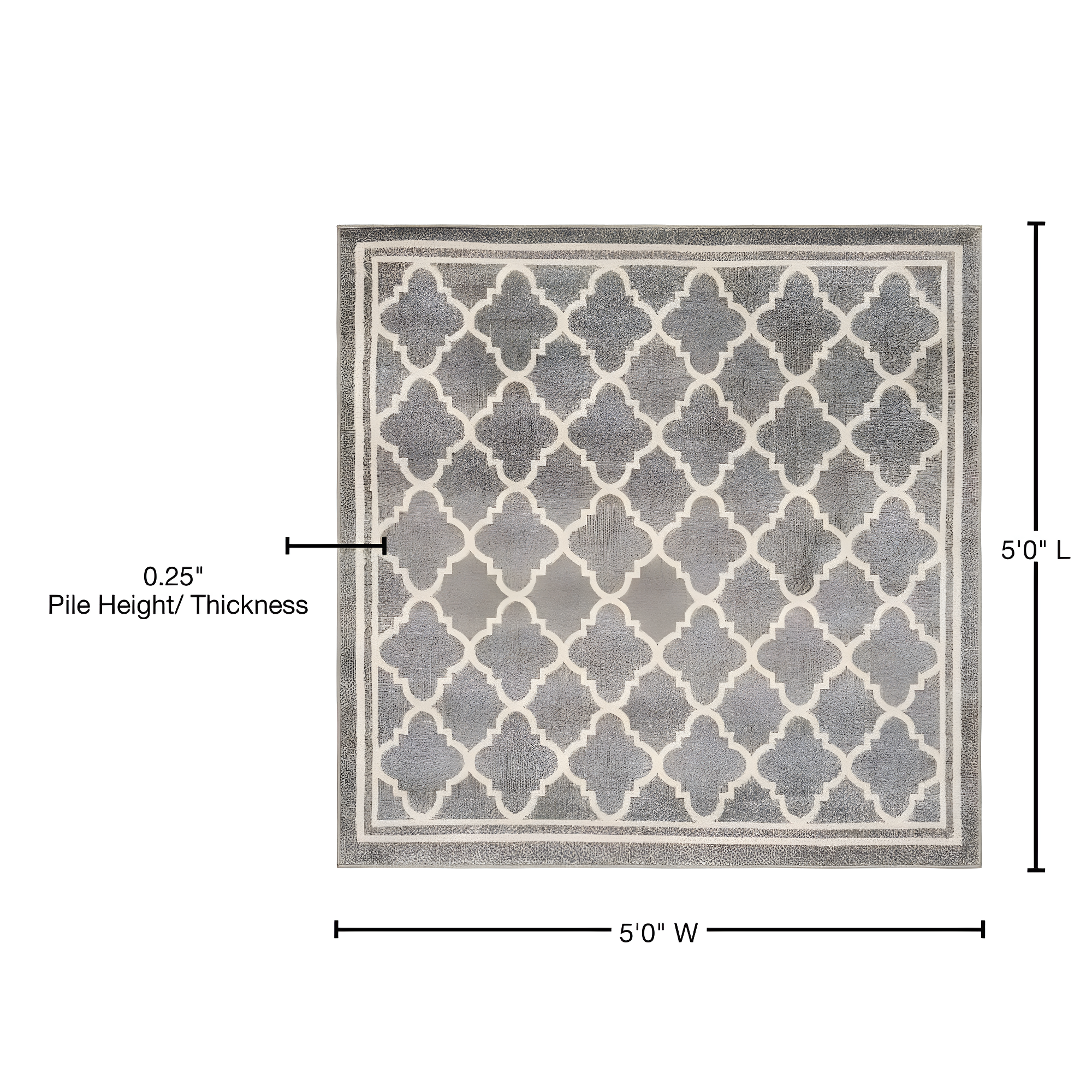 Amherst AMT422 Power Loomed Indoor Area Rug - Dark Grey/Beige - 5'x5' - Safavieh