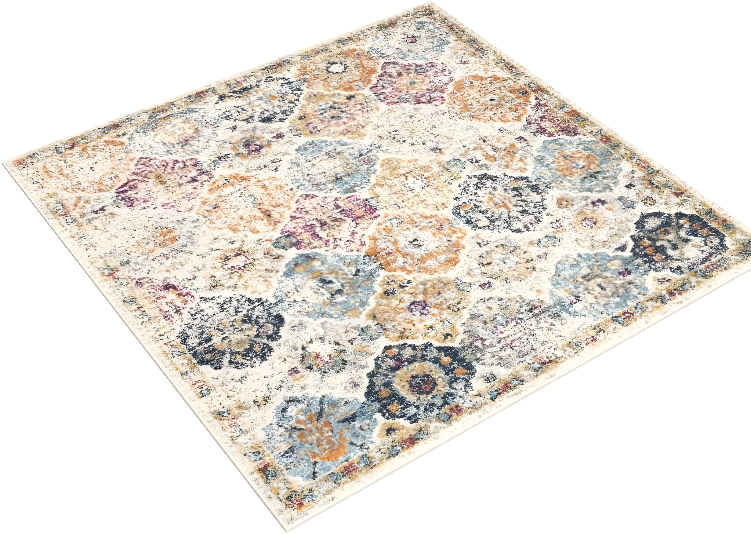 Madison MAD611 Power Loomed Indoor Area Rug - Cream/Multi - 4'x4' - Safavieh