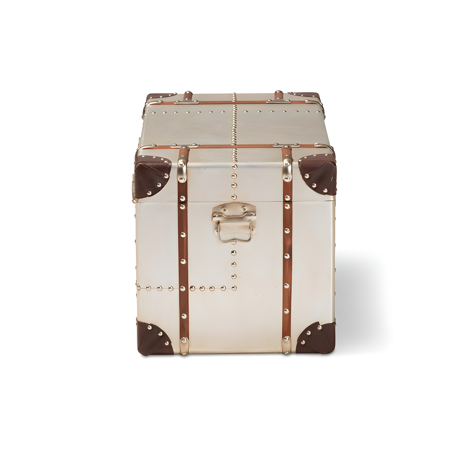Baxton Studio Bechet French Industrial Silver Metal Storage Trunk