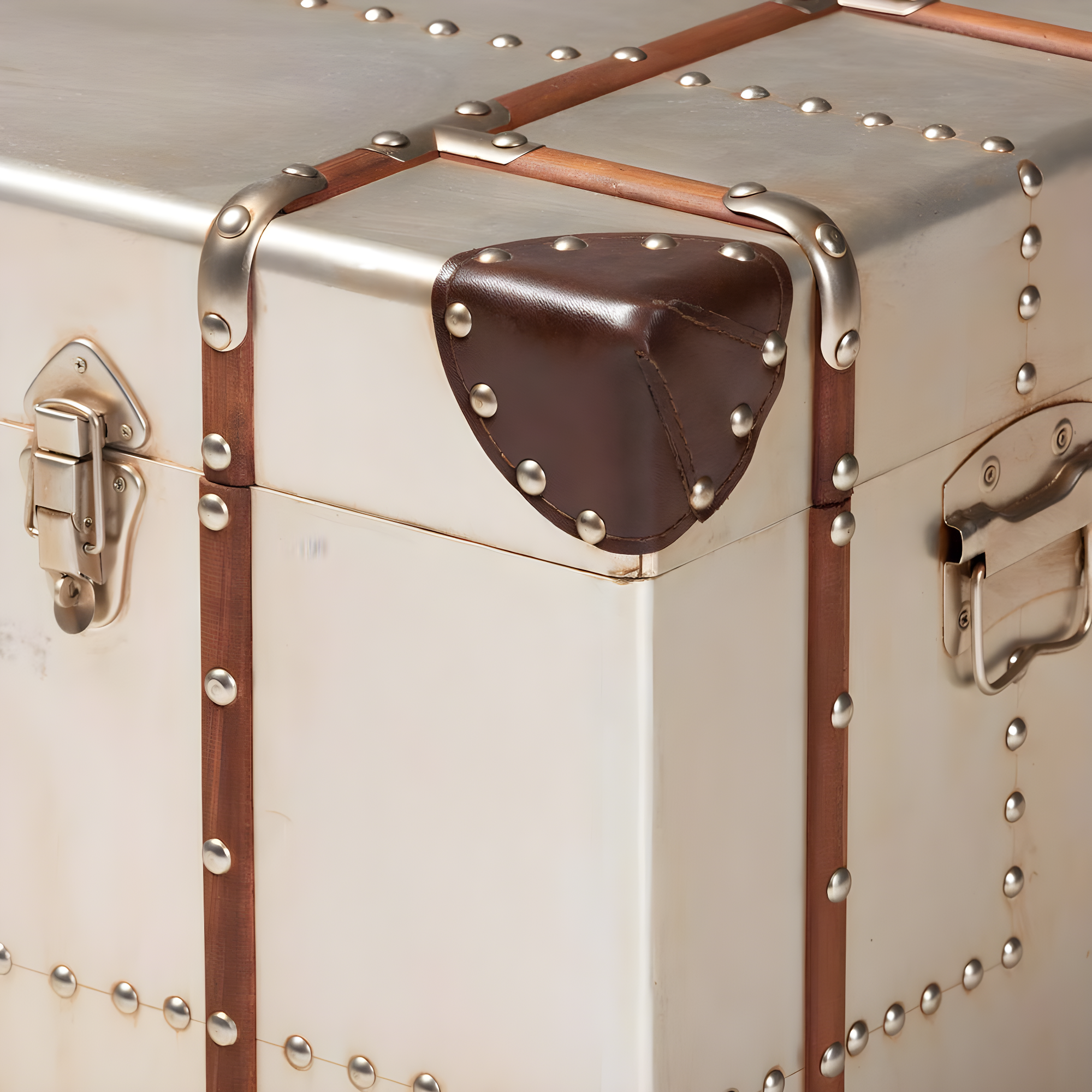 Baxton Studio Bechet French Industrial Silver Metal Storage Trunk