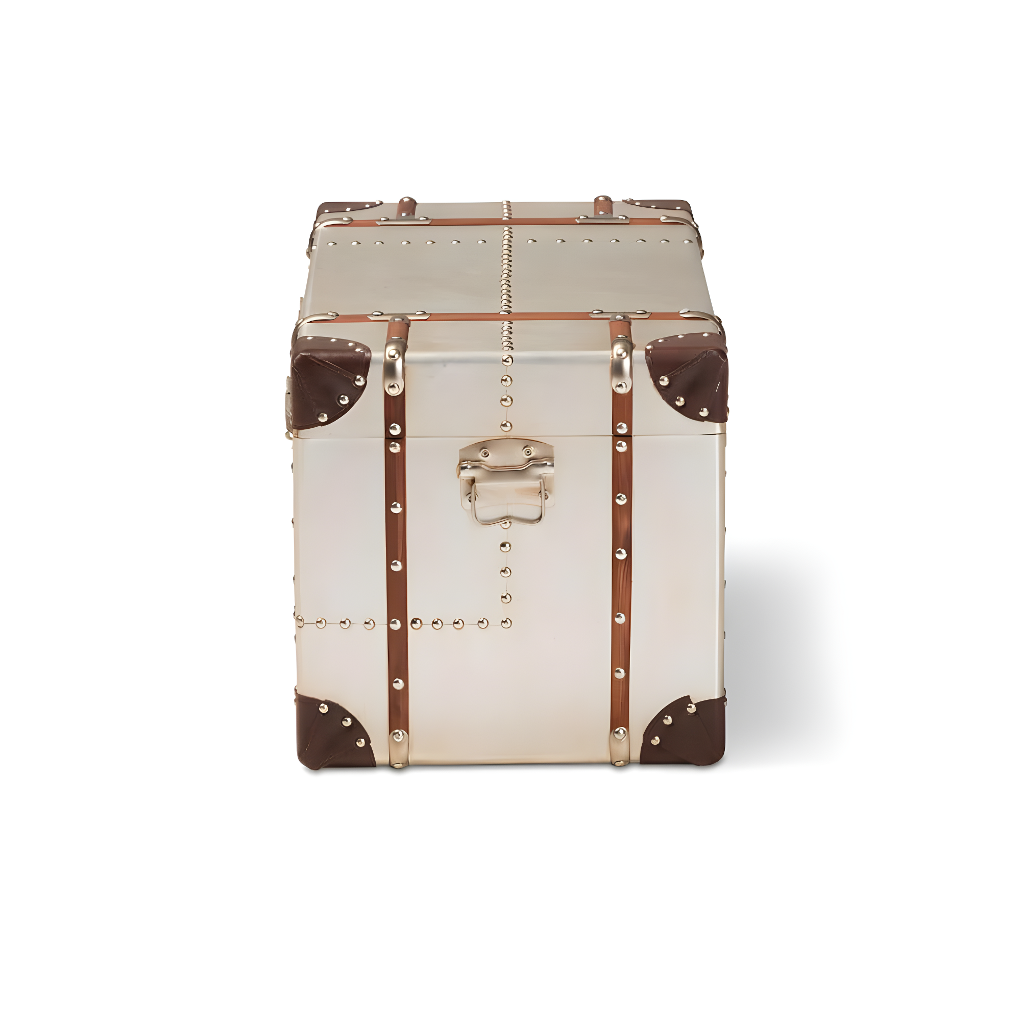 Baxton Studio Bechet French Industrial Silver Metal Storage Trunk