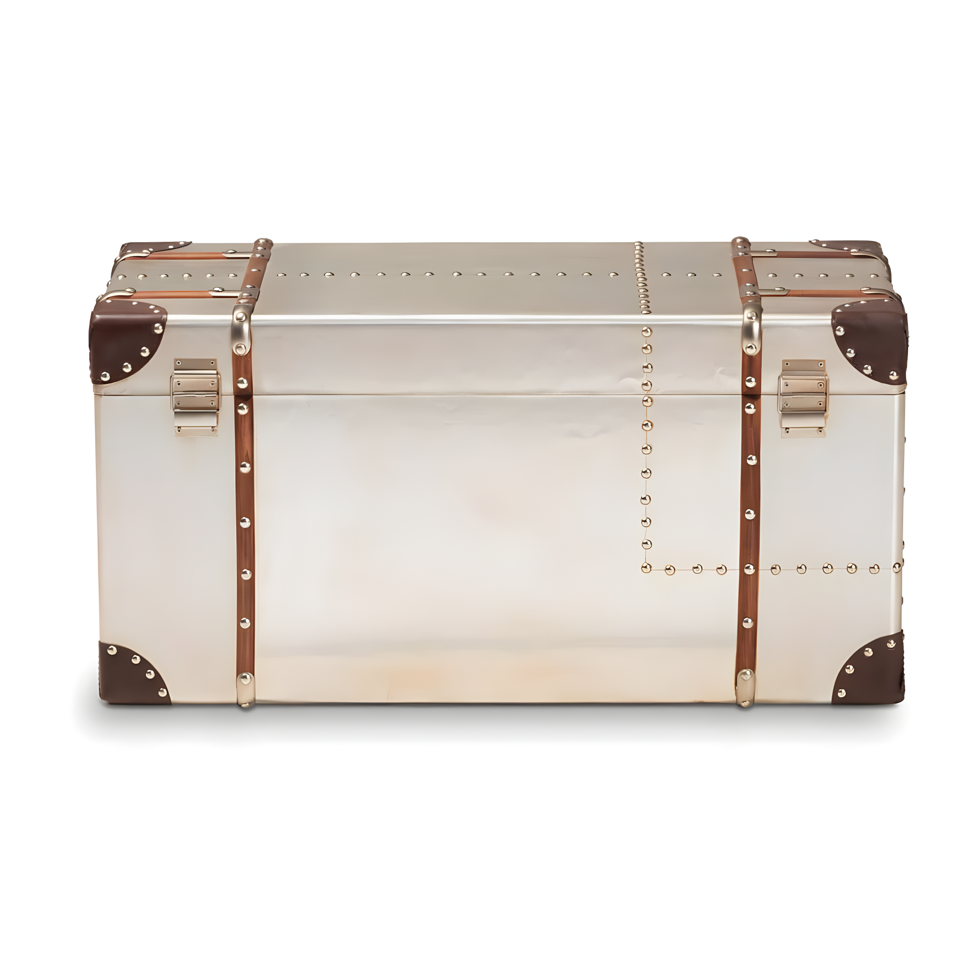 Baxton Studio Bechet French Industrial Silver Metal Storage Trunk