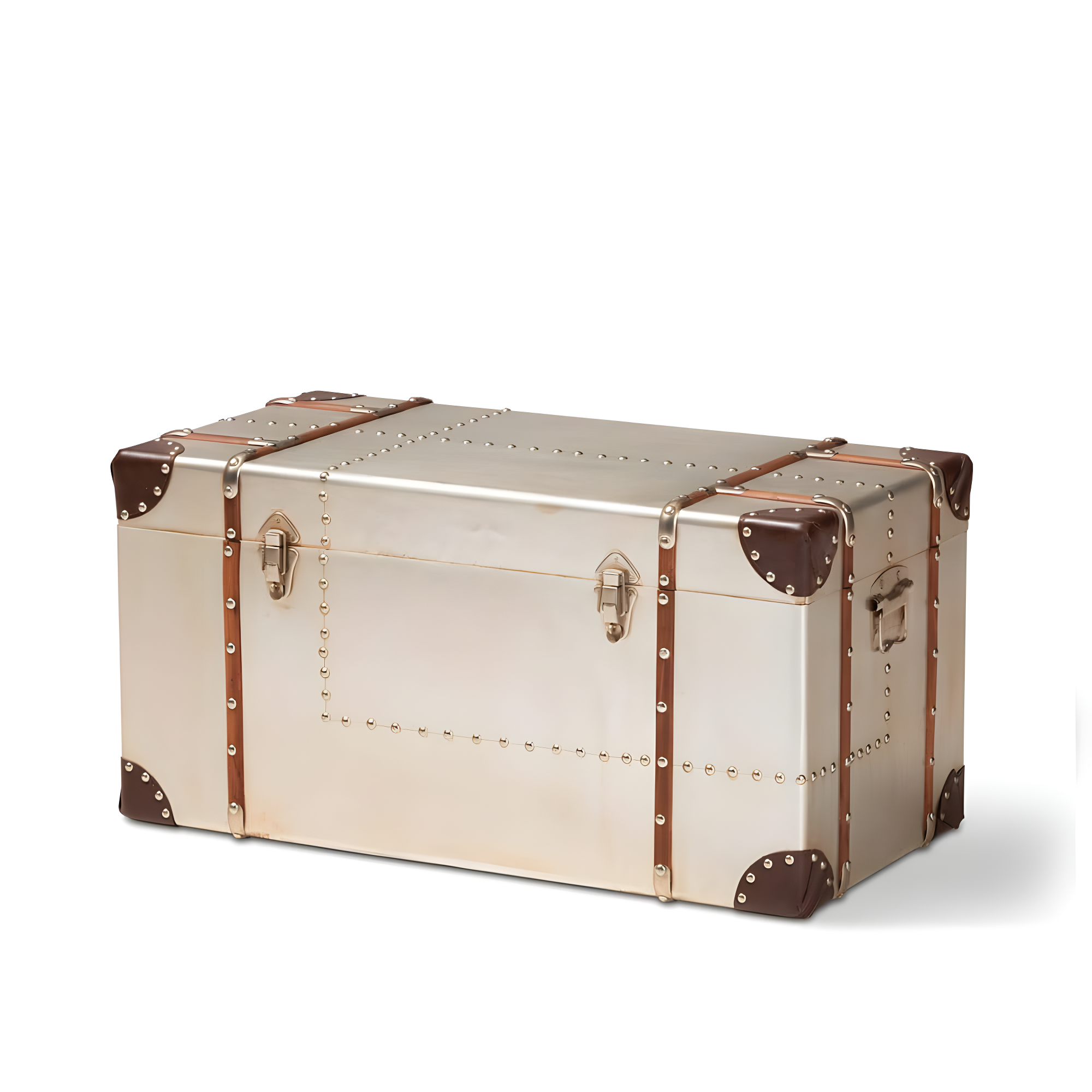 Baxton Studio Bechet French Industrial Silver Metal Storage Trunk