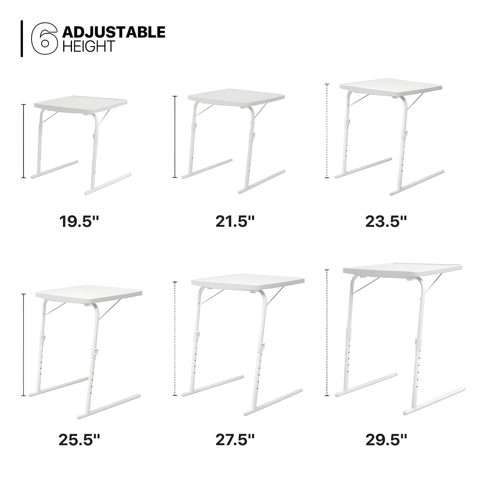 MoNiBloom 22" Tilting TV Tray Folding Table, Adjustable Height Foldable Laptop Desk for Bedside Sofa Working
