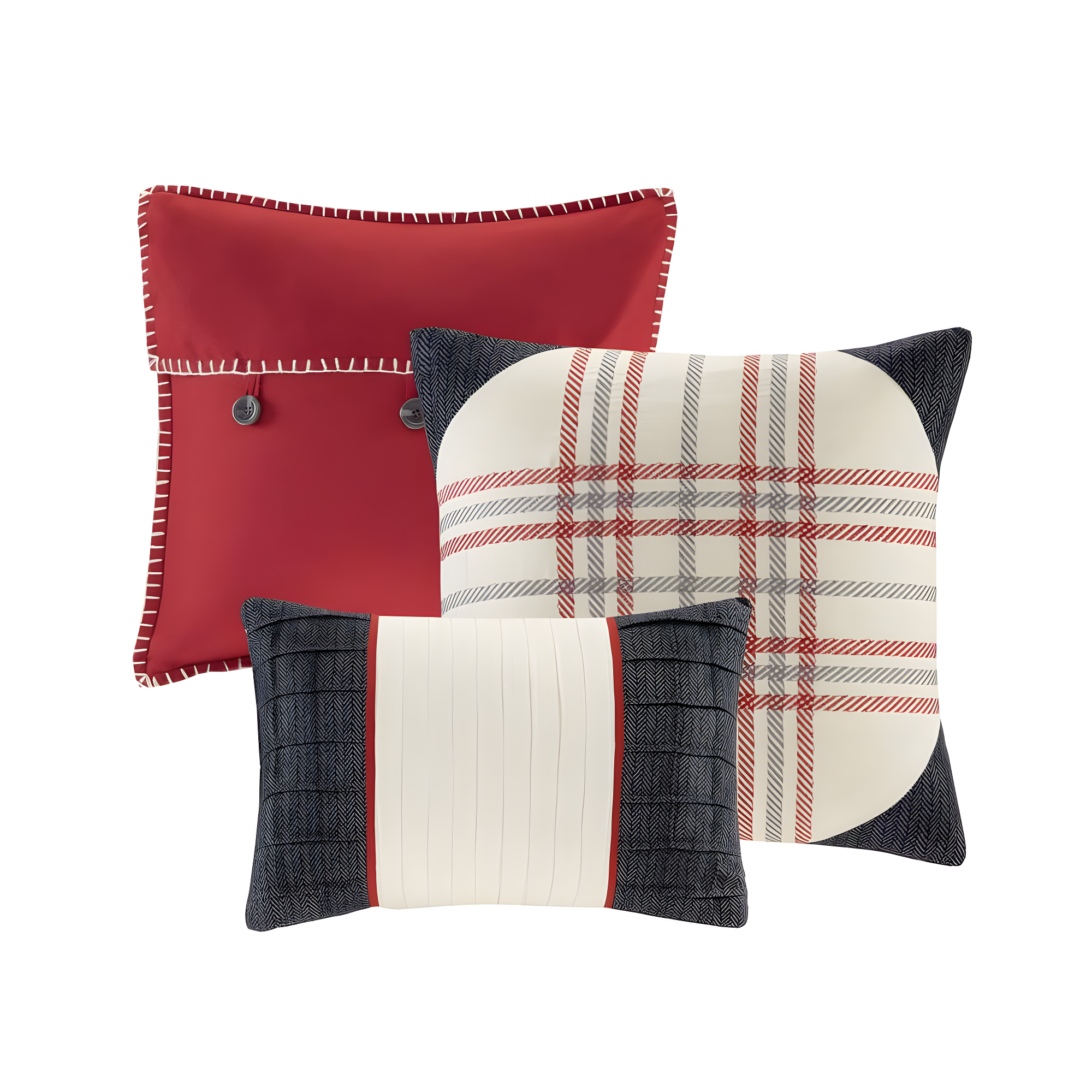 Madison Park Ridge 6 Piece Printed Herringbone Quilt Set with Throw Pillows