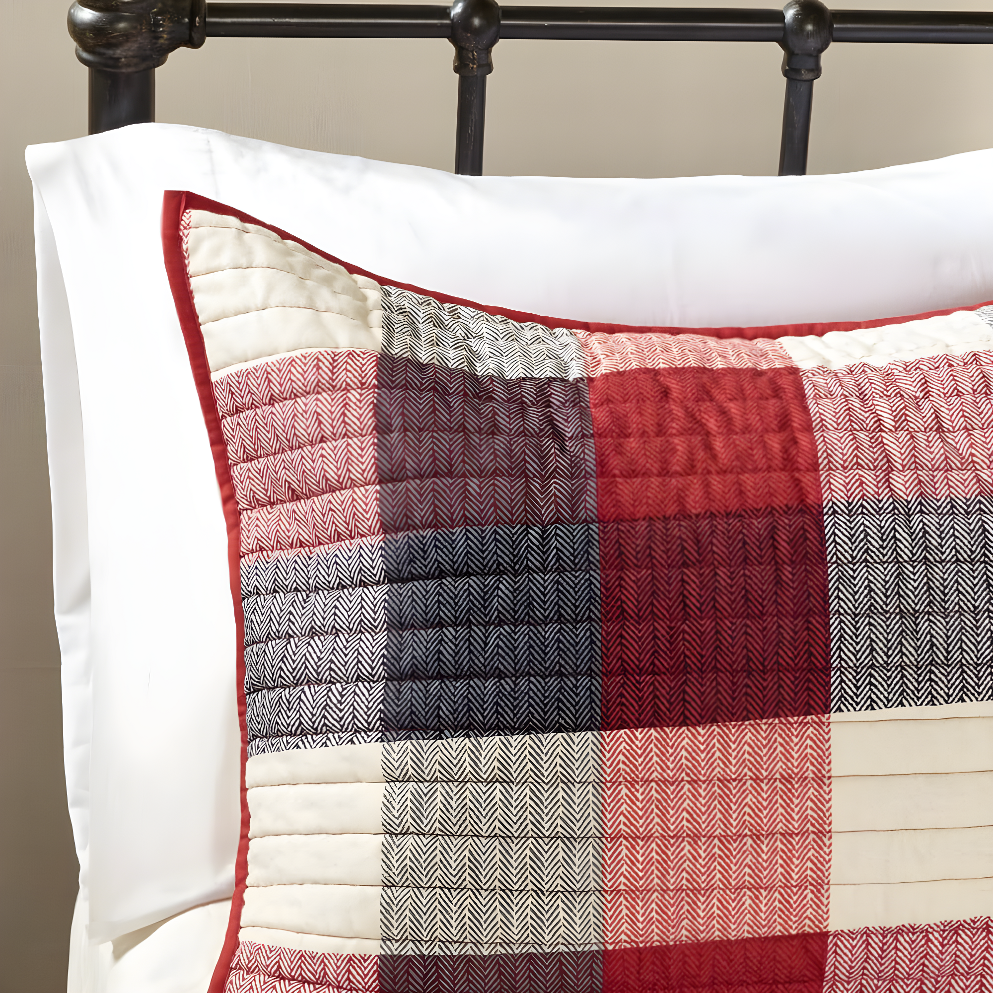 Madison Park Ridge 6 Piece Printed Herringbone Quilt Set with Throw Pillows
