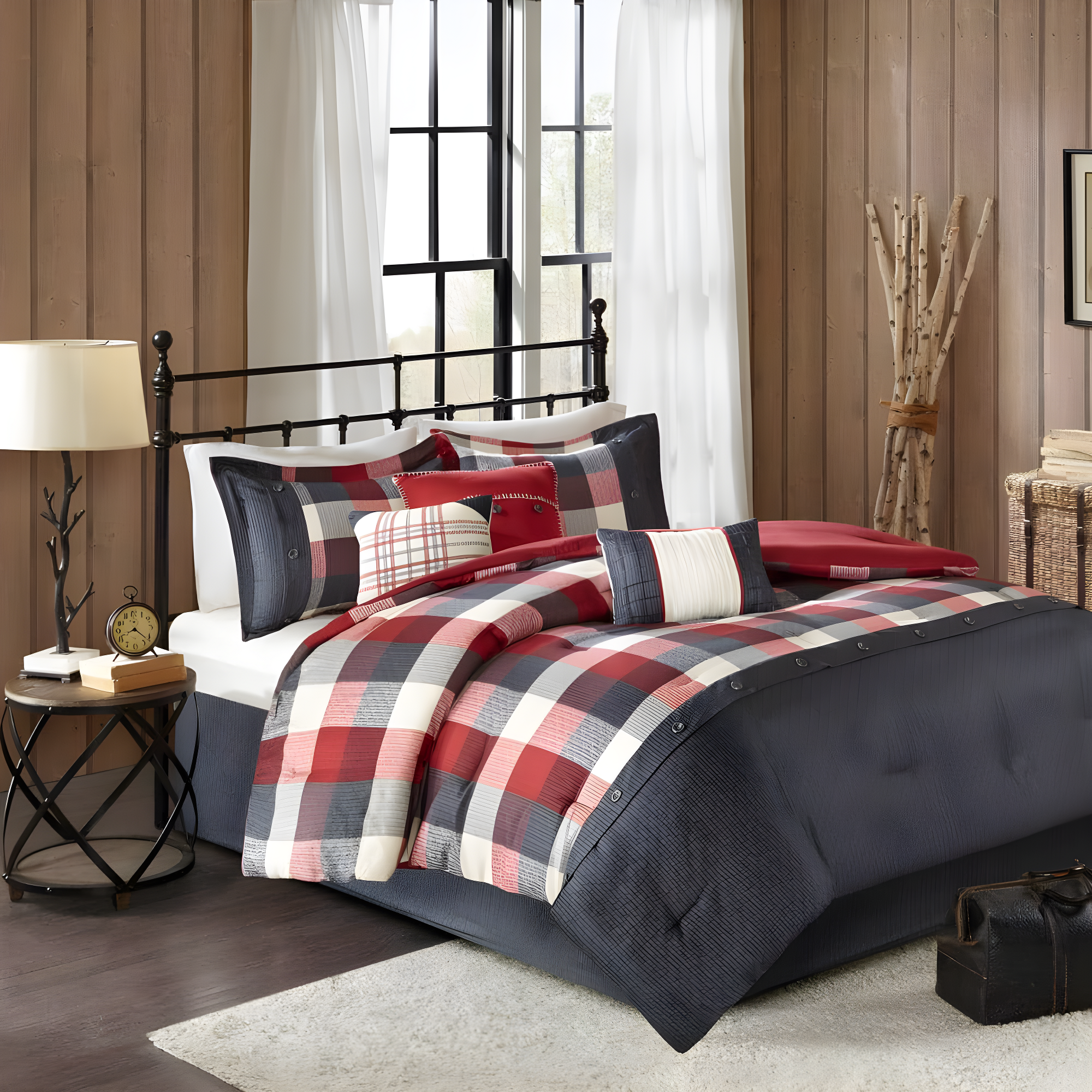 Madison Park Ridge 6 Piece Printed Herringbone Quilt Set with Throw Pillows